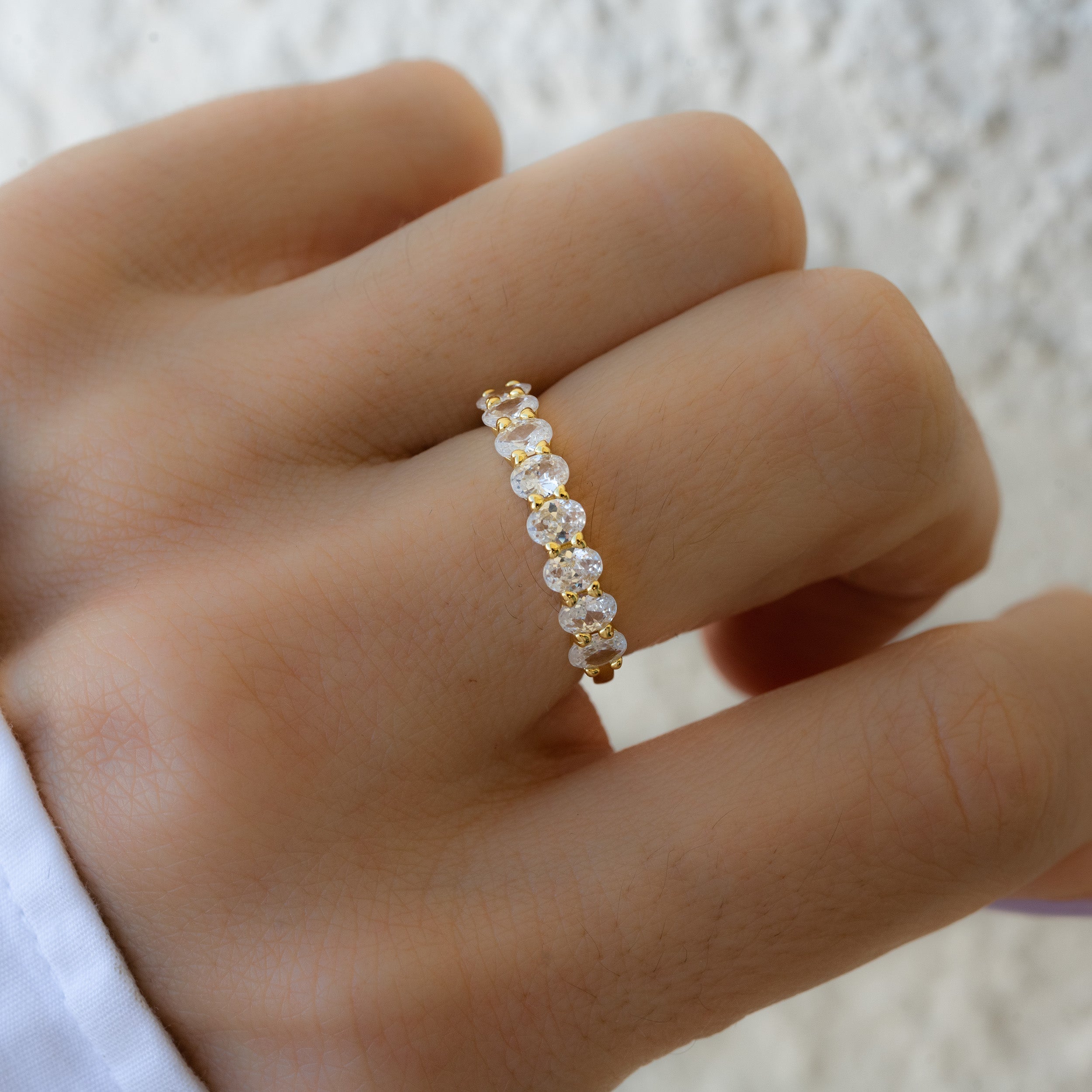 1.0 Carats Moissanite Oval Eternity Style Wedding Band