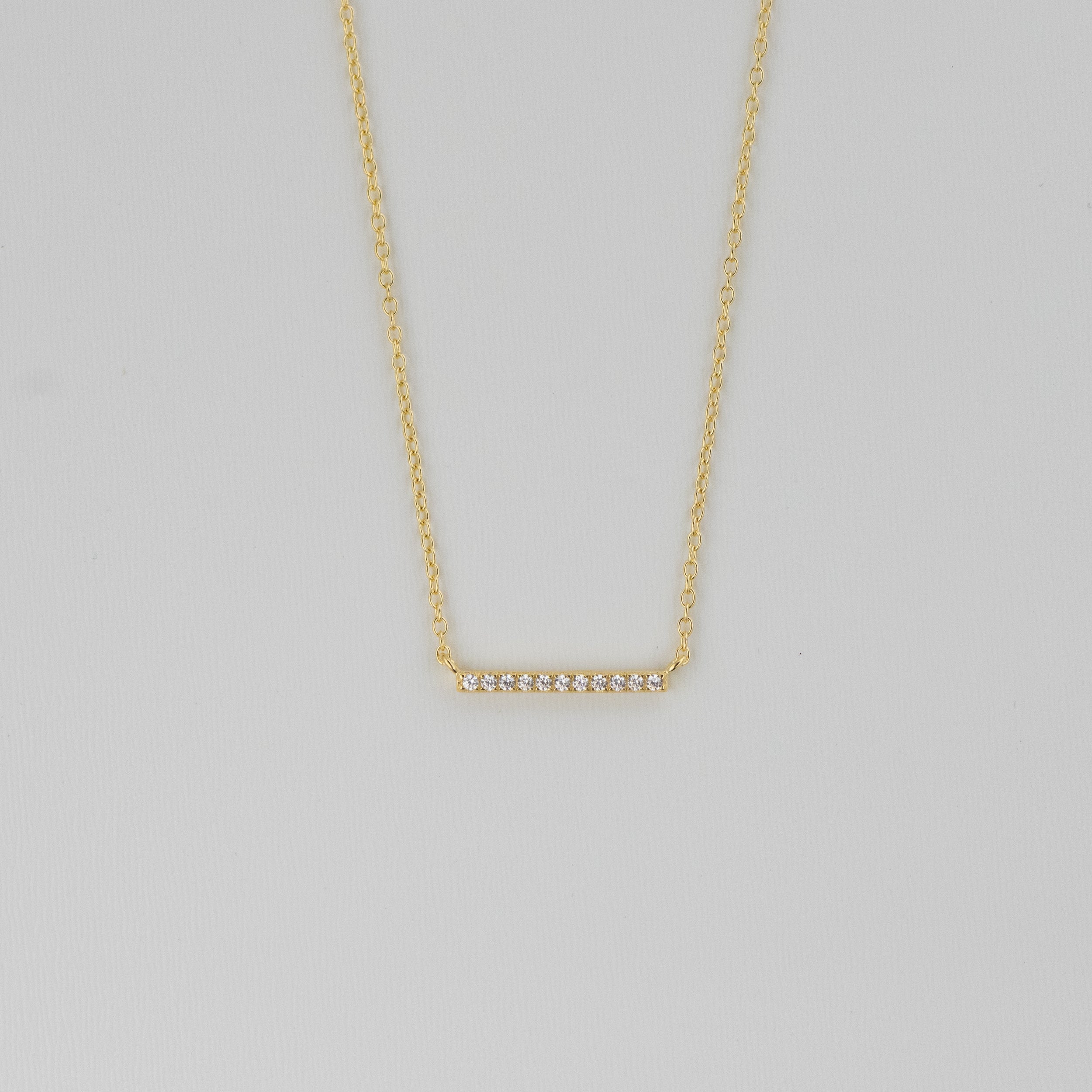 0.20 Carats Round Shape Moissanite Dainty Bar Necklace