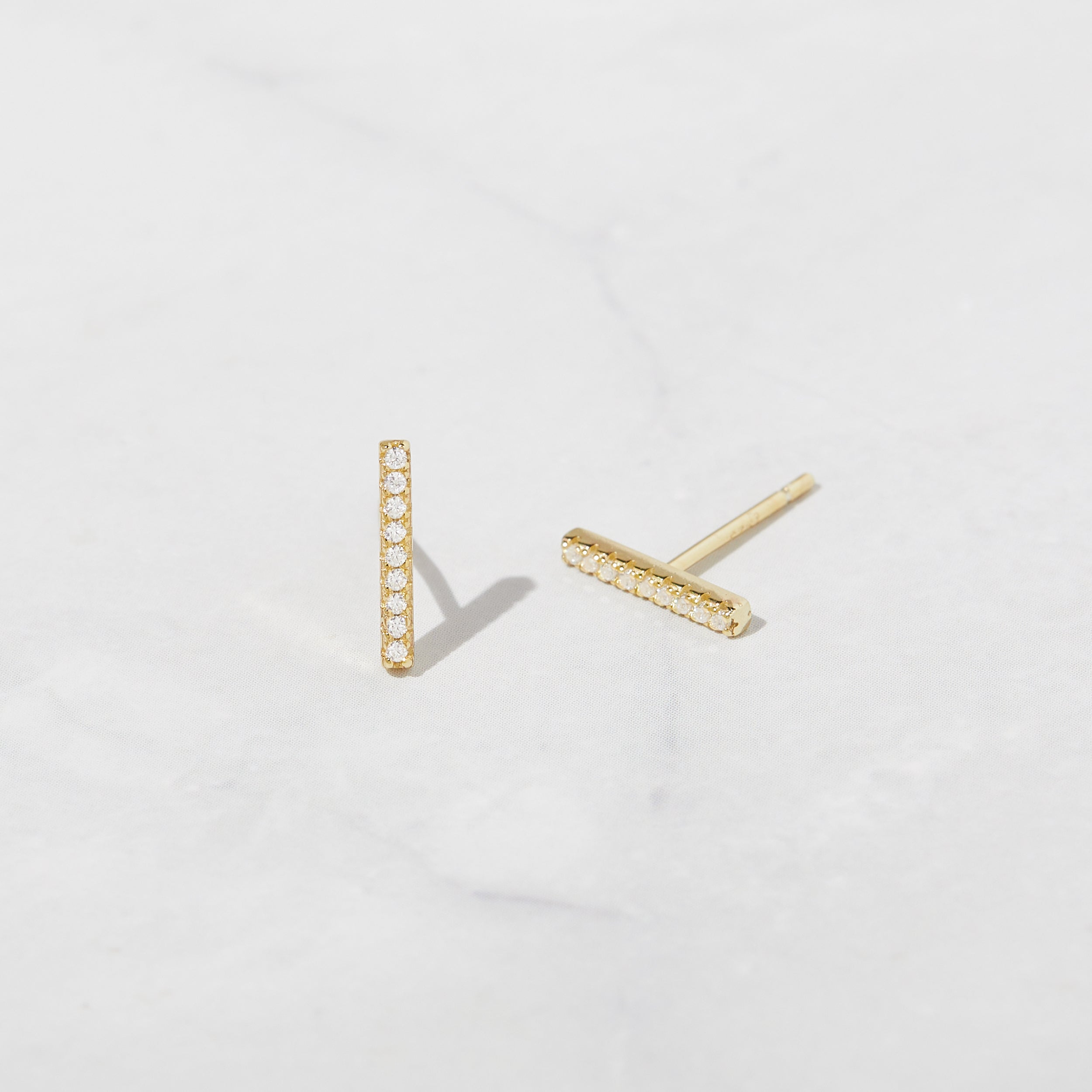 0.20 TCW Round Shape Moissanite Bar Stud Earrings