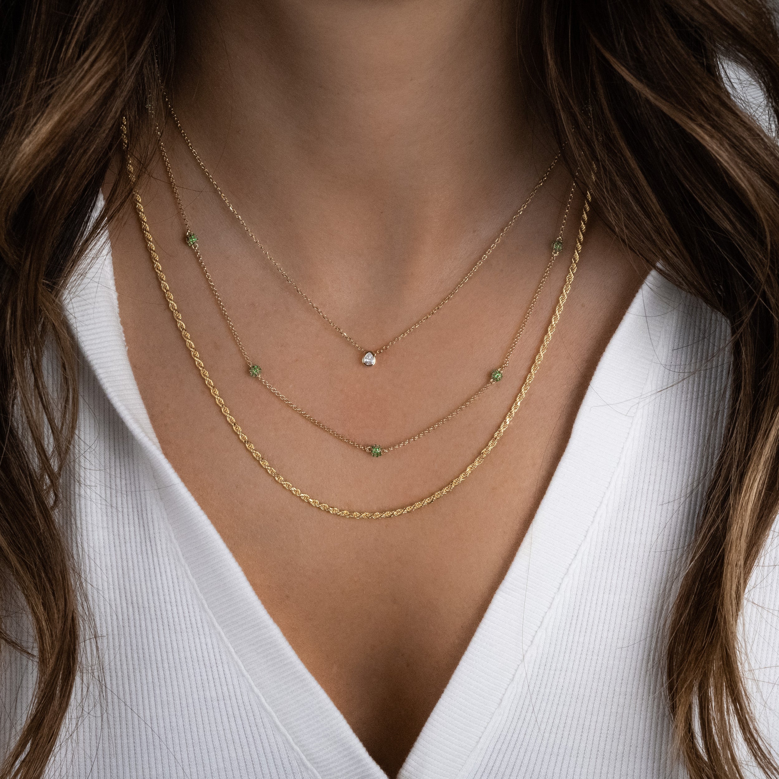 1.0 Carats Pear Shape Moissanite Bezel Solitaire Necklace