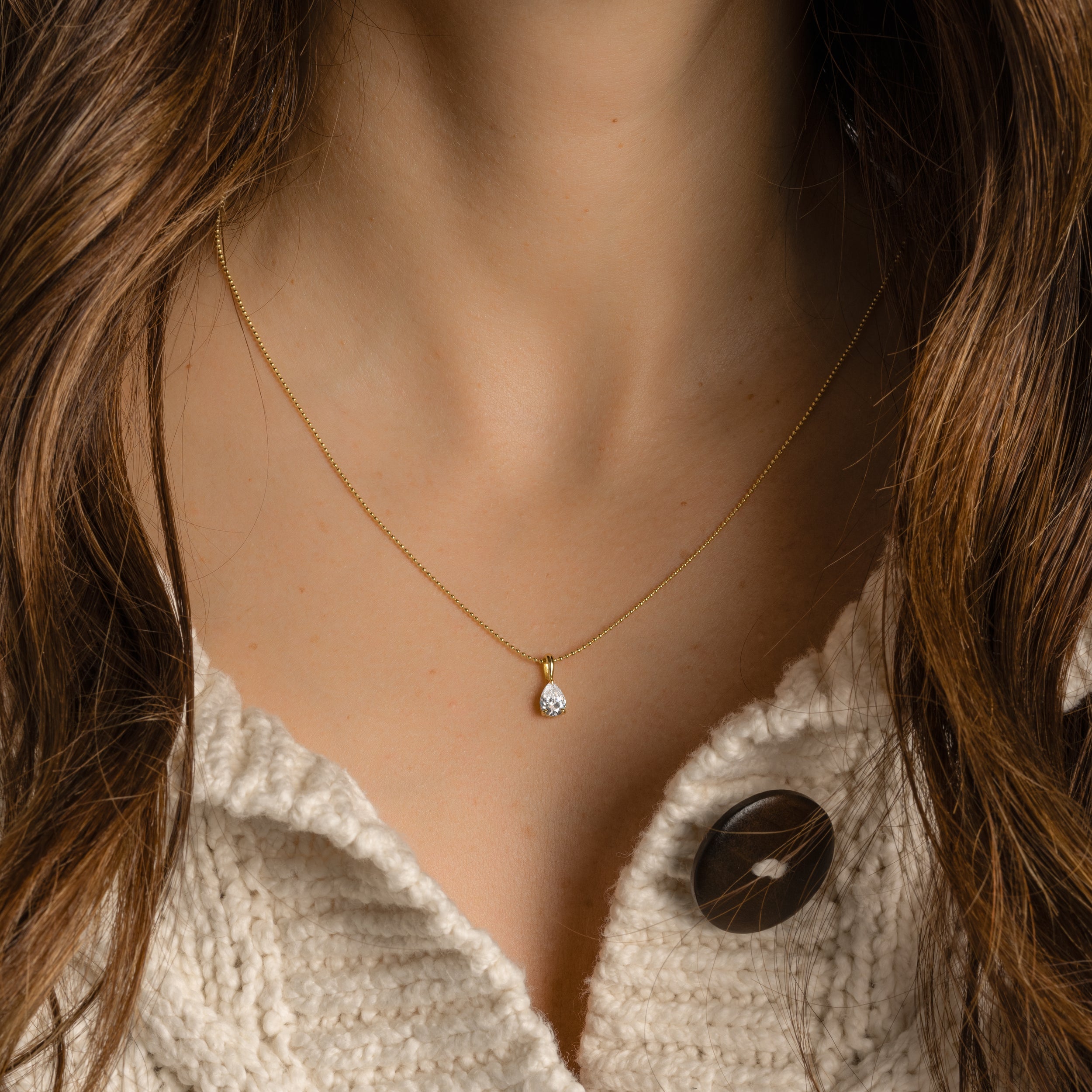 0.25 Carats Pear Shape Moissanite Solitaire Necklace