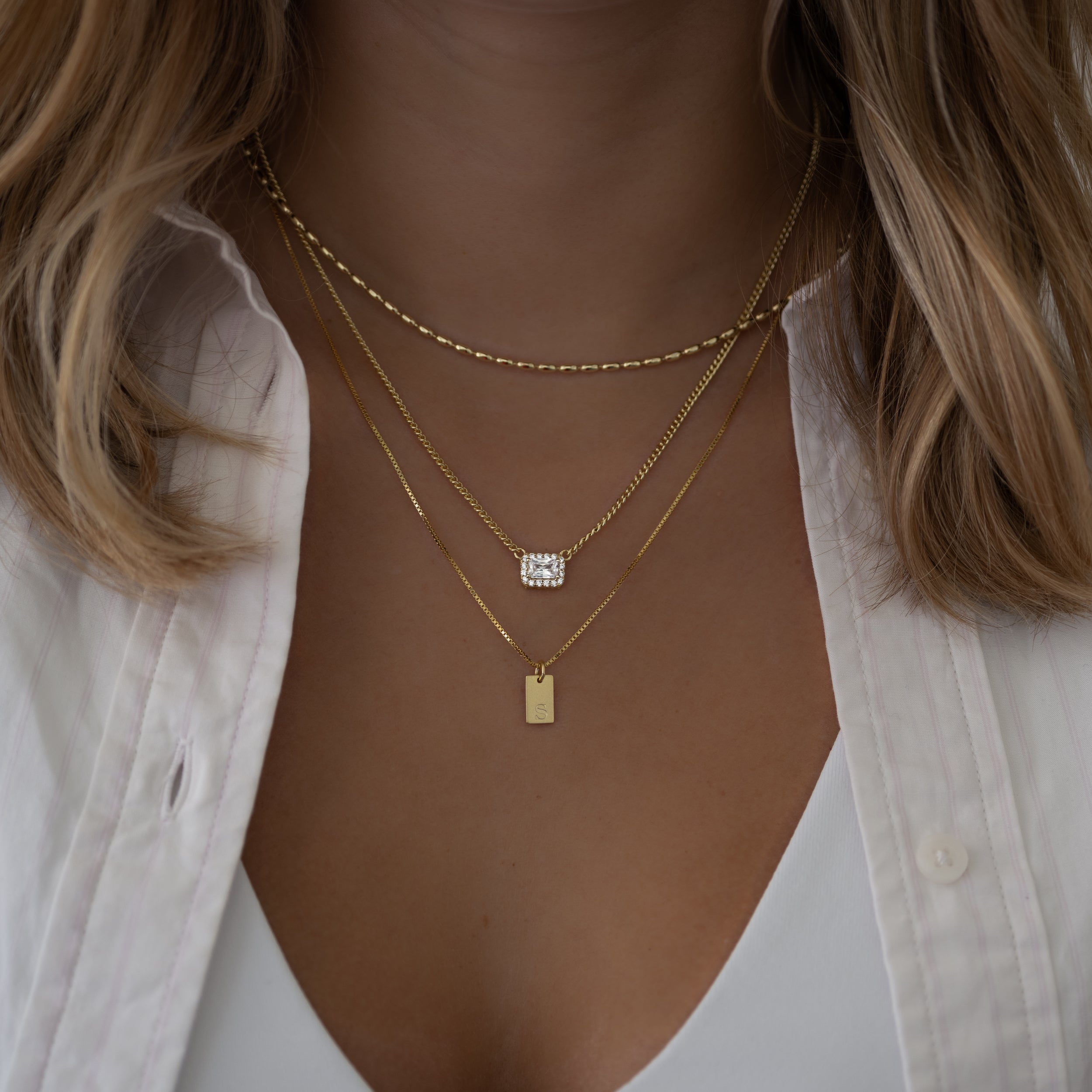 1.20 Carats Radiant Shape Moissanite Diamond Halo Necklace