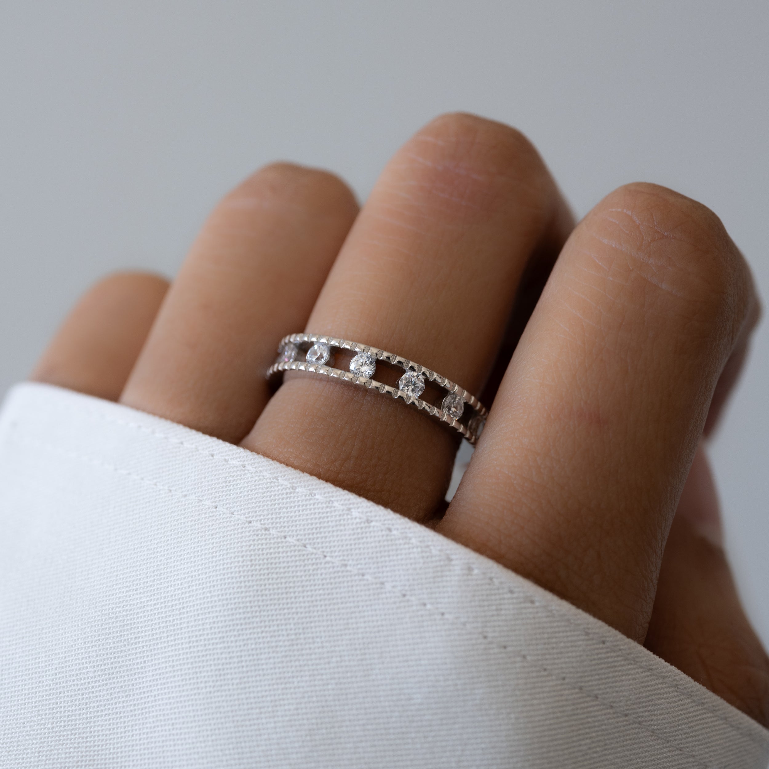 0.35 Carats Moissanite Round Double Eternity Setting Wedding Band