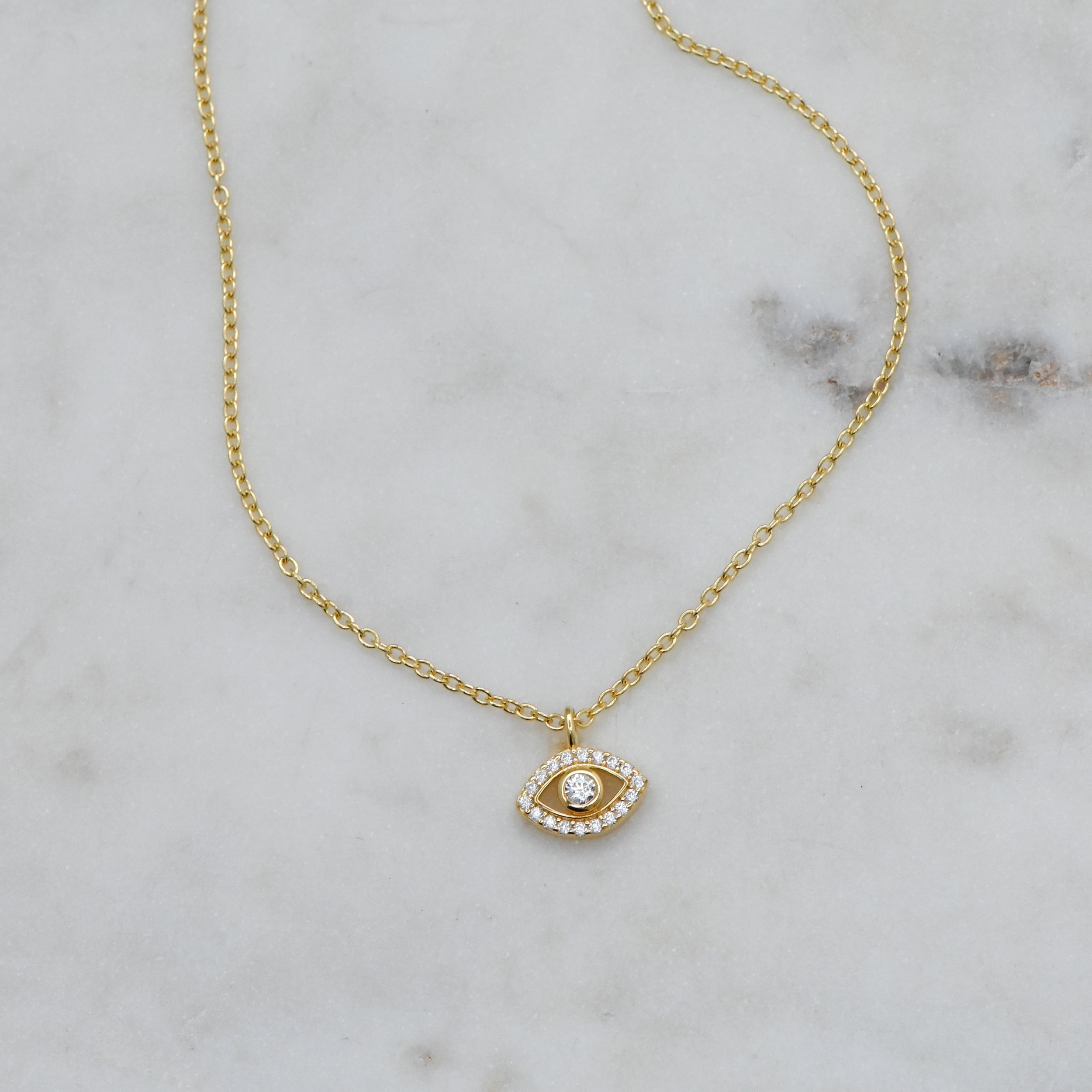 0.70 Carats Round Shape Moissanite Evil Eye Necklace