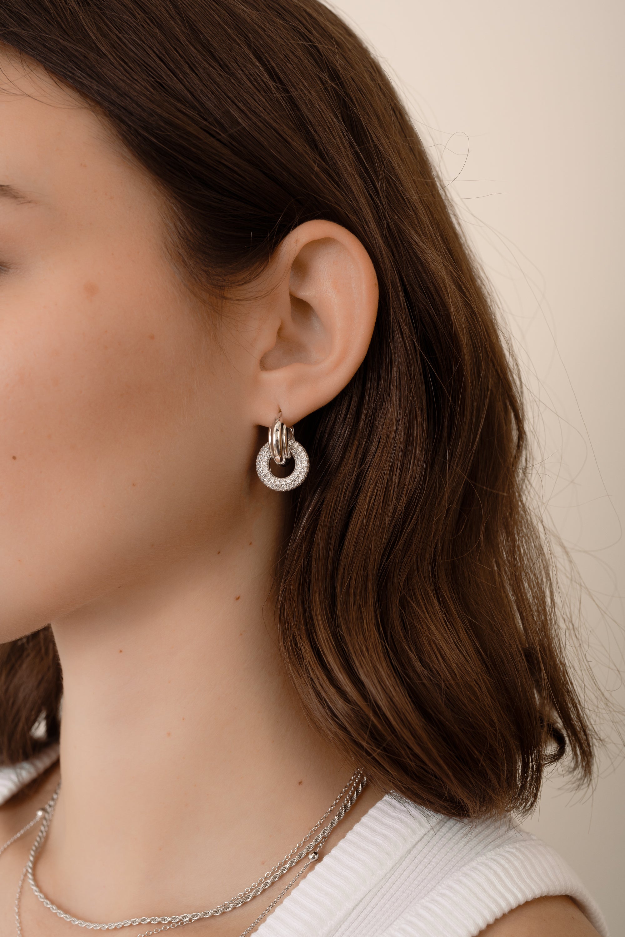 1.50 TCW Round Shape Moissanite Pave Hoop Earrings