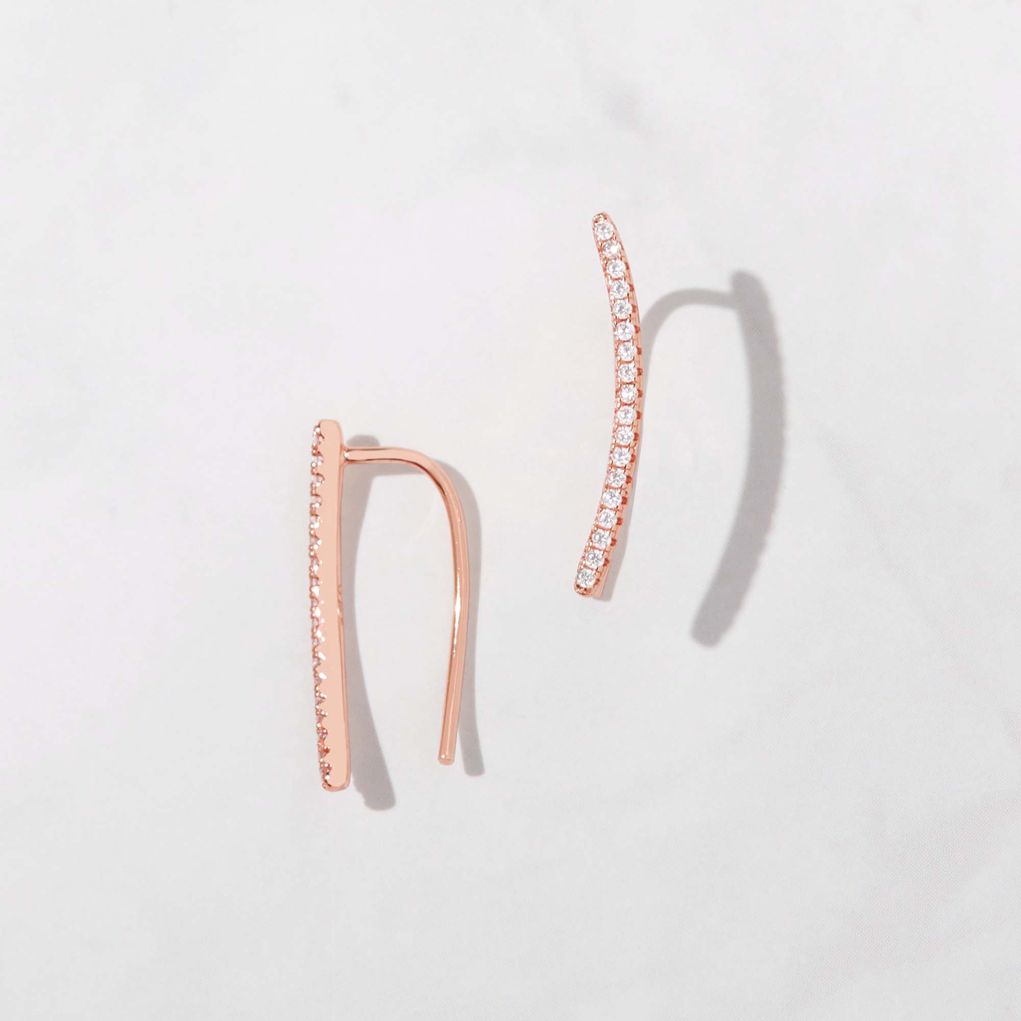 0.40 TCW Round Shape Moissanite Ear Climber Earrings