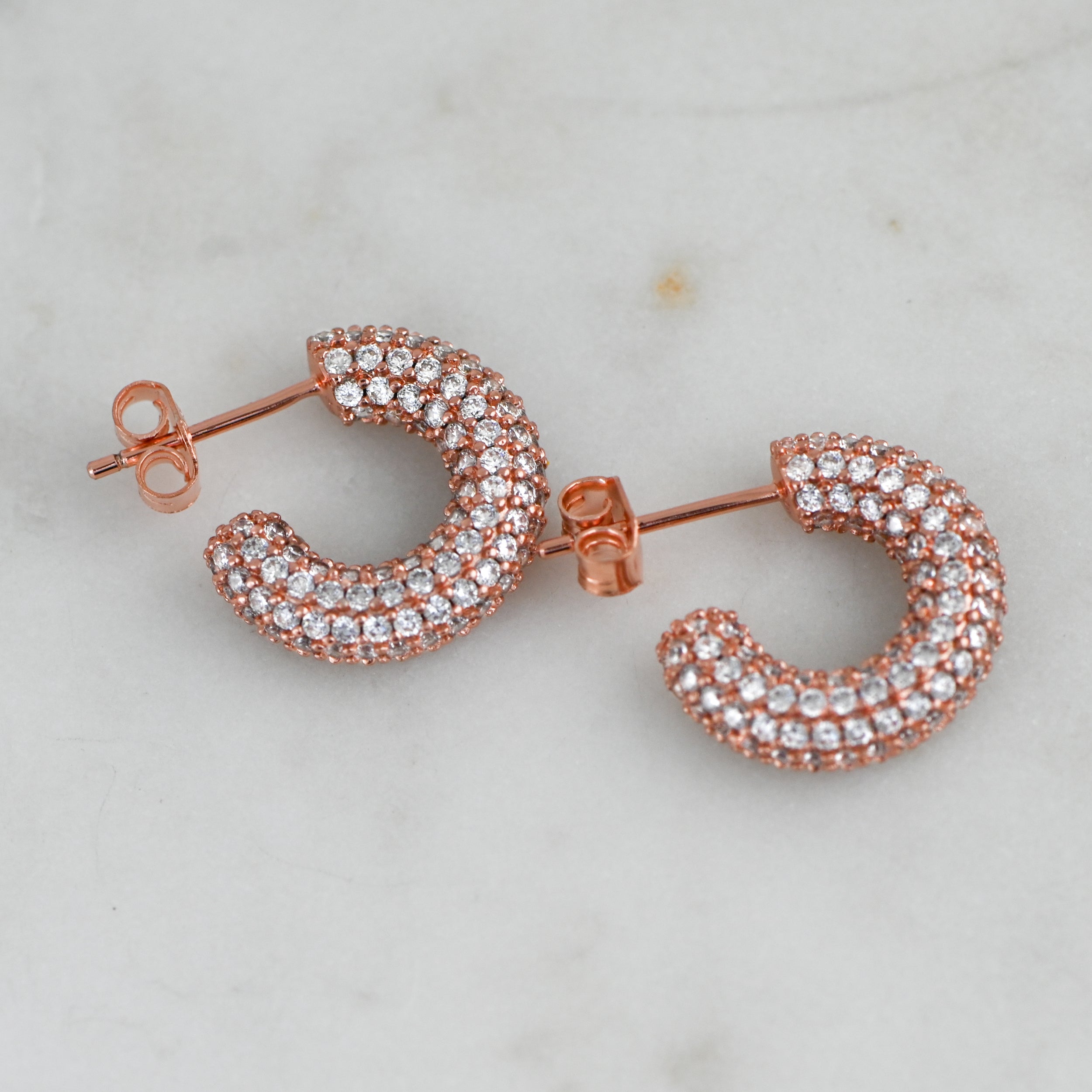 2.0 TCW Round Shape Moissanite Pave Hoop Earrings