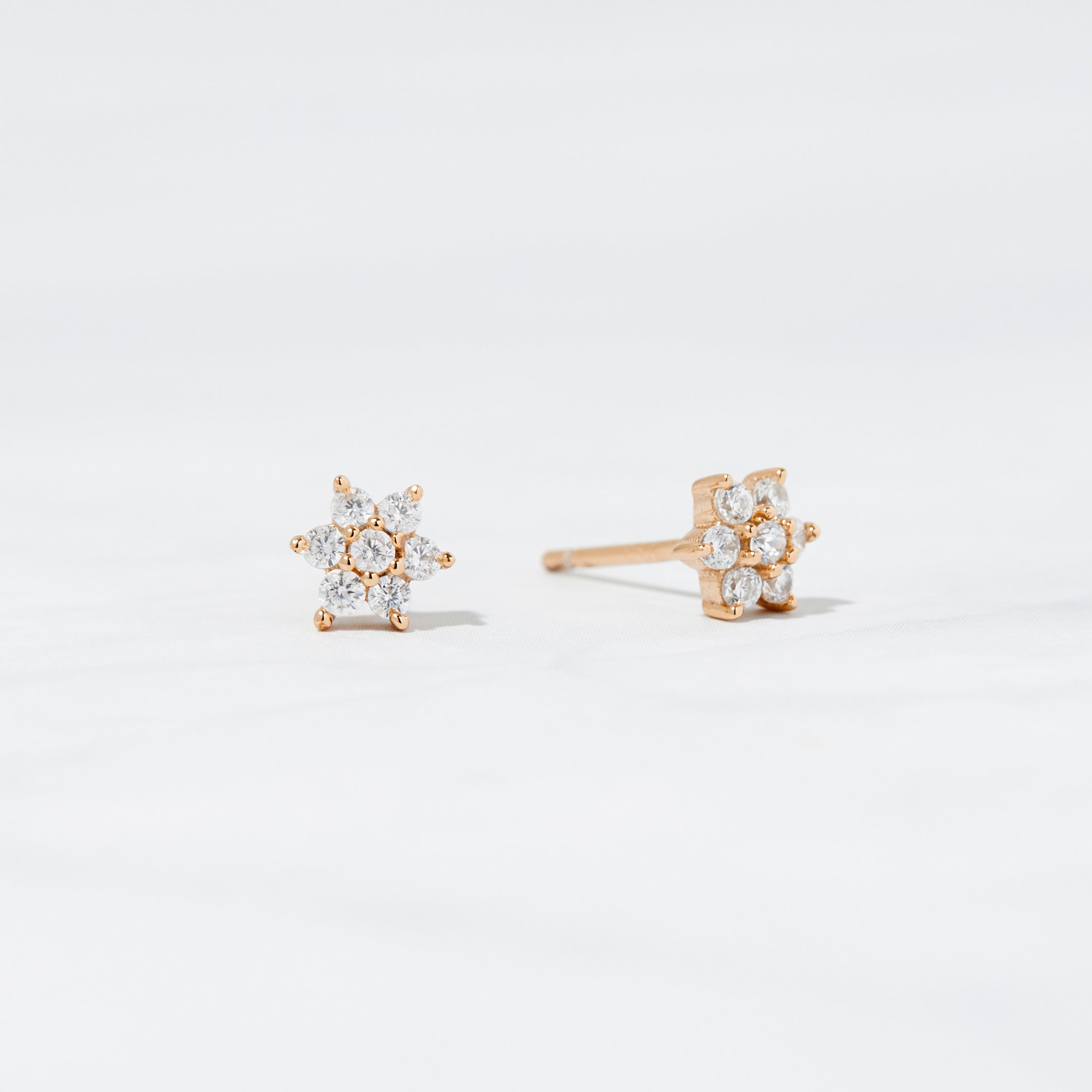0.30 TCW Round Shape Moissanite Flower Studs Earrings