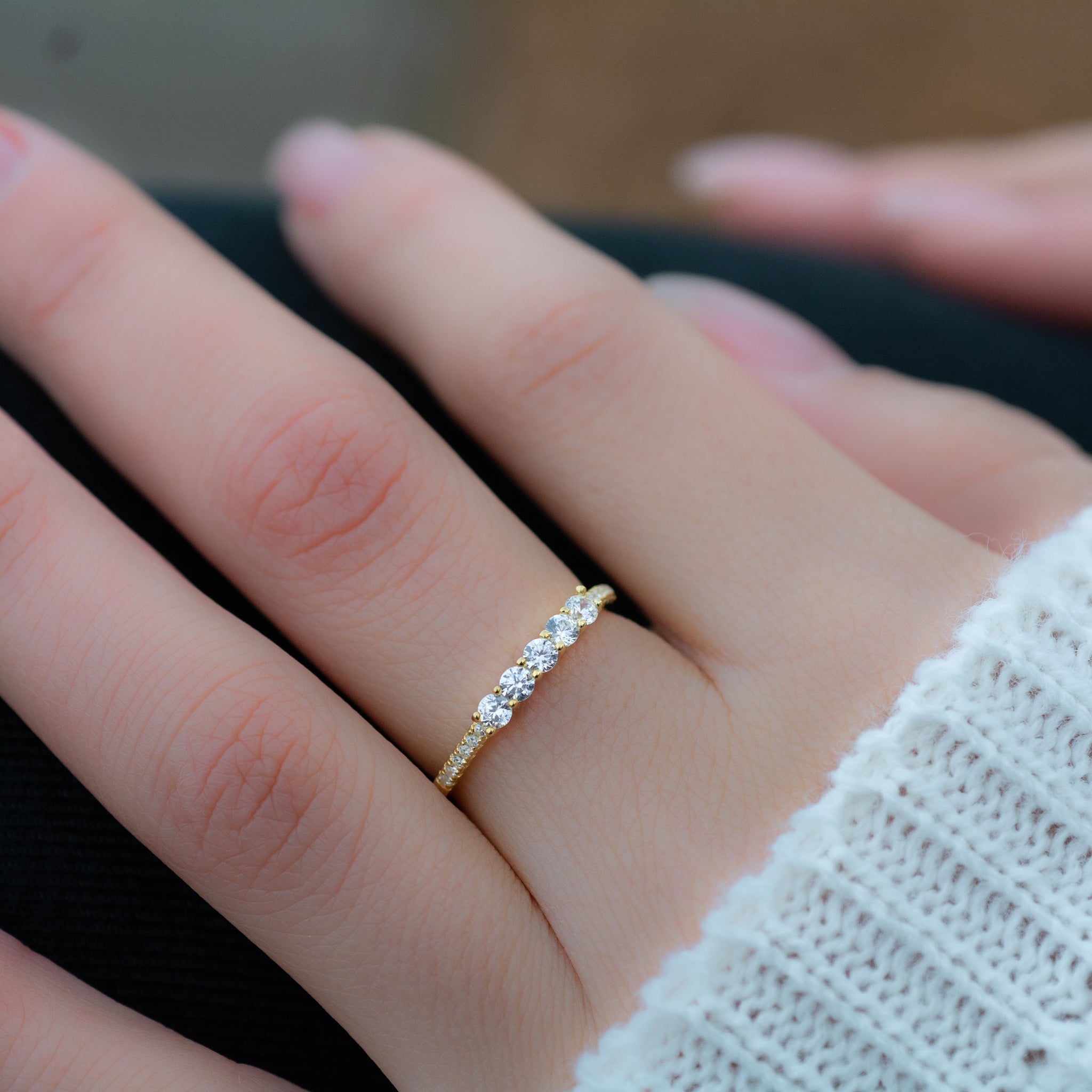 0.70 Carats Moissanite Round Cut Dainty Wedding Band