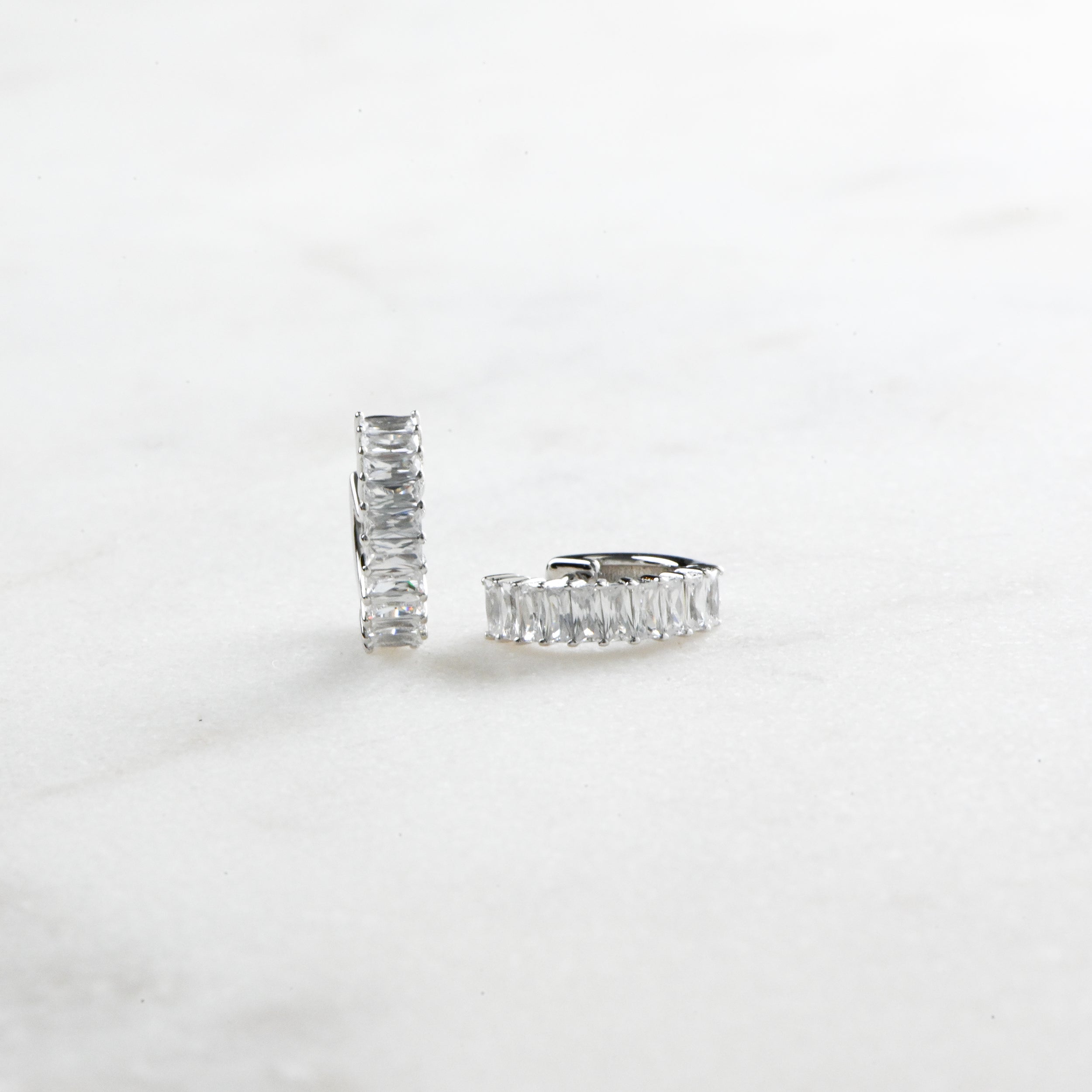 0.50 TCW Baguette Shape Moissanite Hoops Earrings