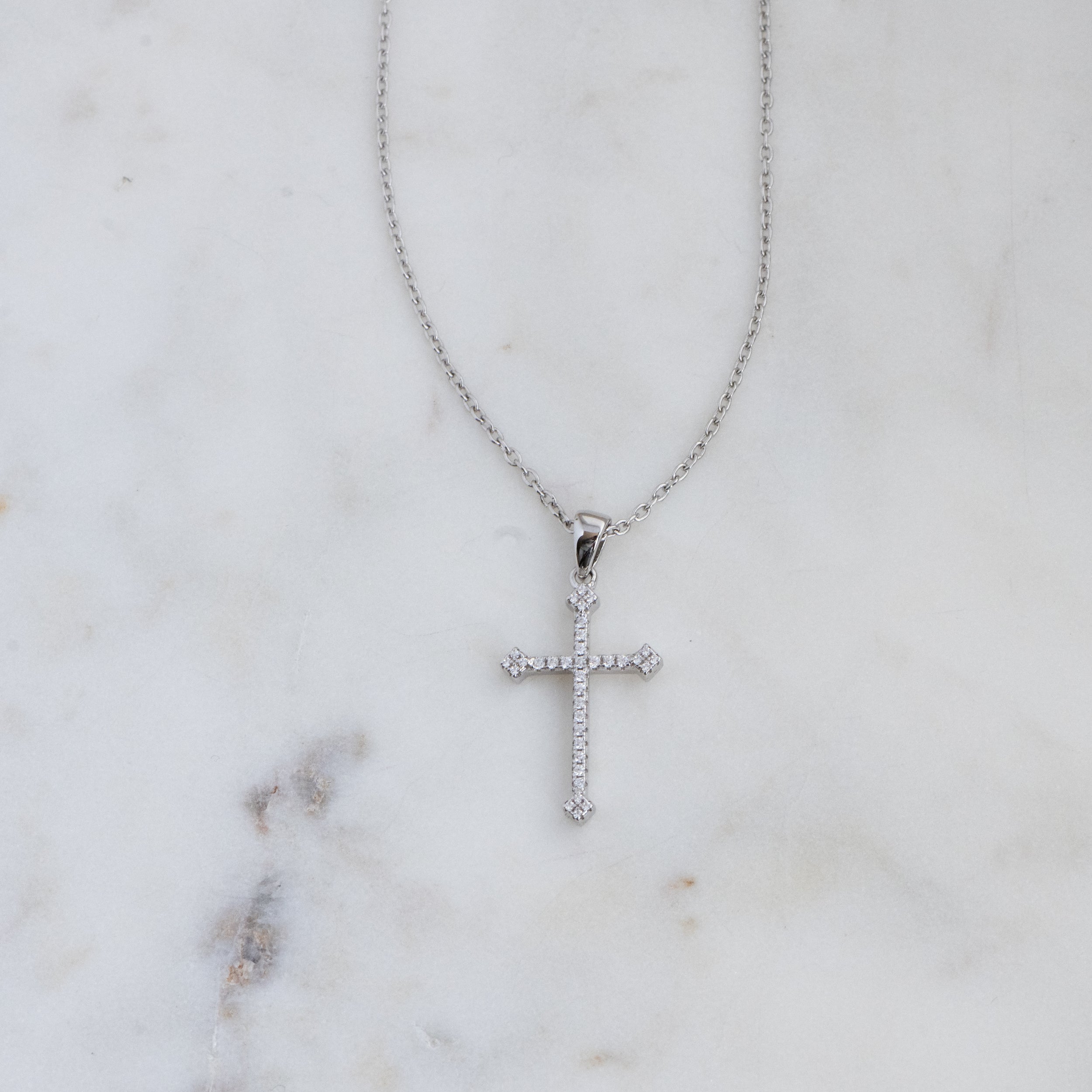 0.40 Carats Round Shape Moissanite Cross Pendant Necklace