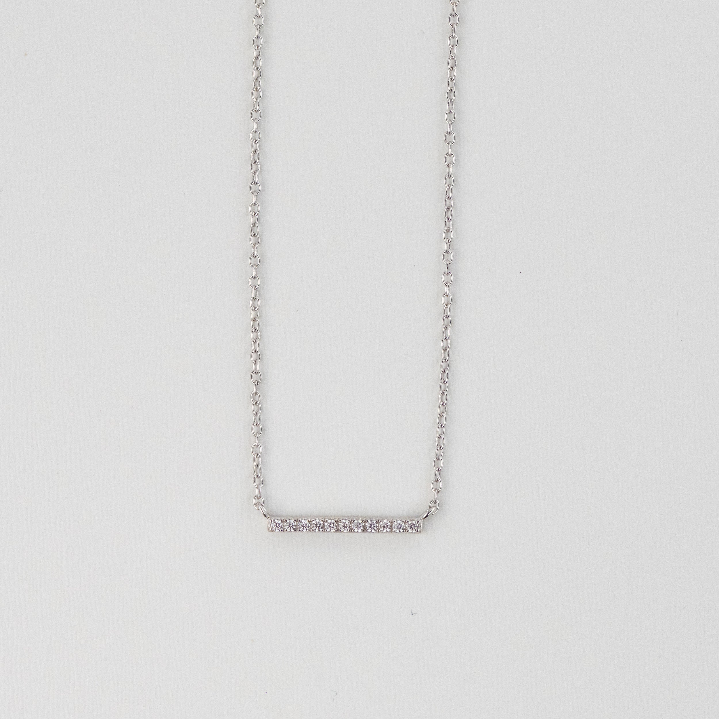 0.20 Carats Round Shape Moissanite Dainty Bar Necklace