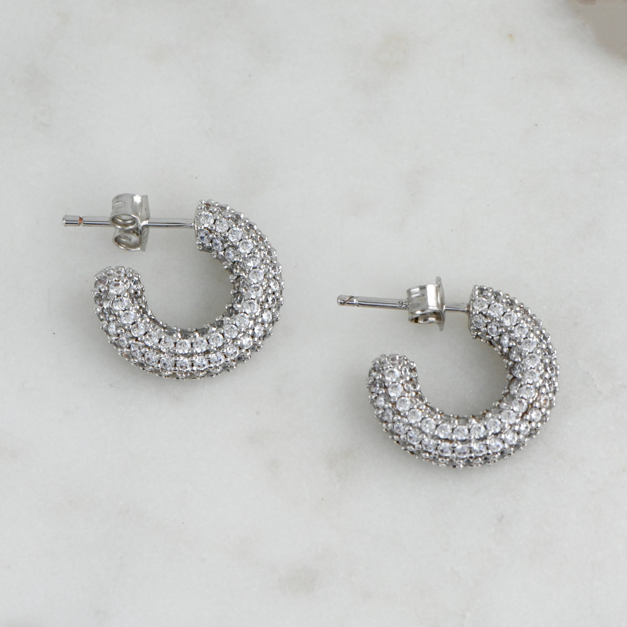 2.0 TCW Round Shape Moissanite Pave Hoop Earrings