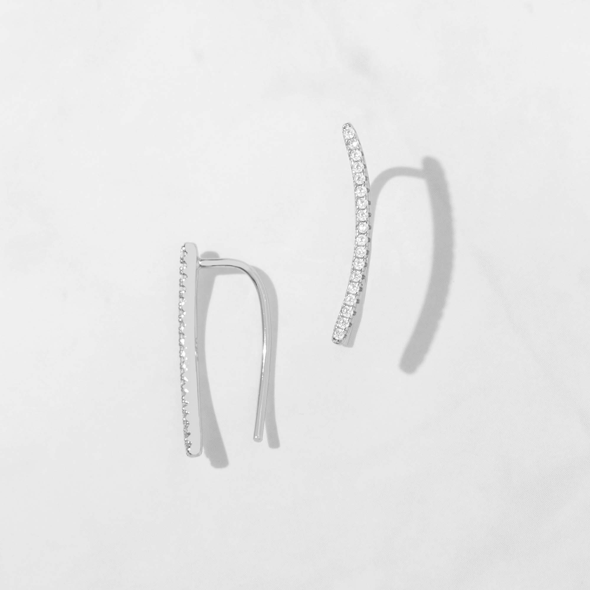 0.40 TCW Round Shape Moissanite Ear Climber Earrings