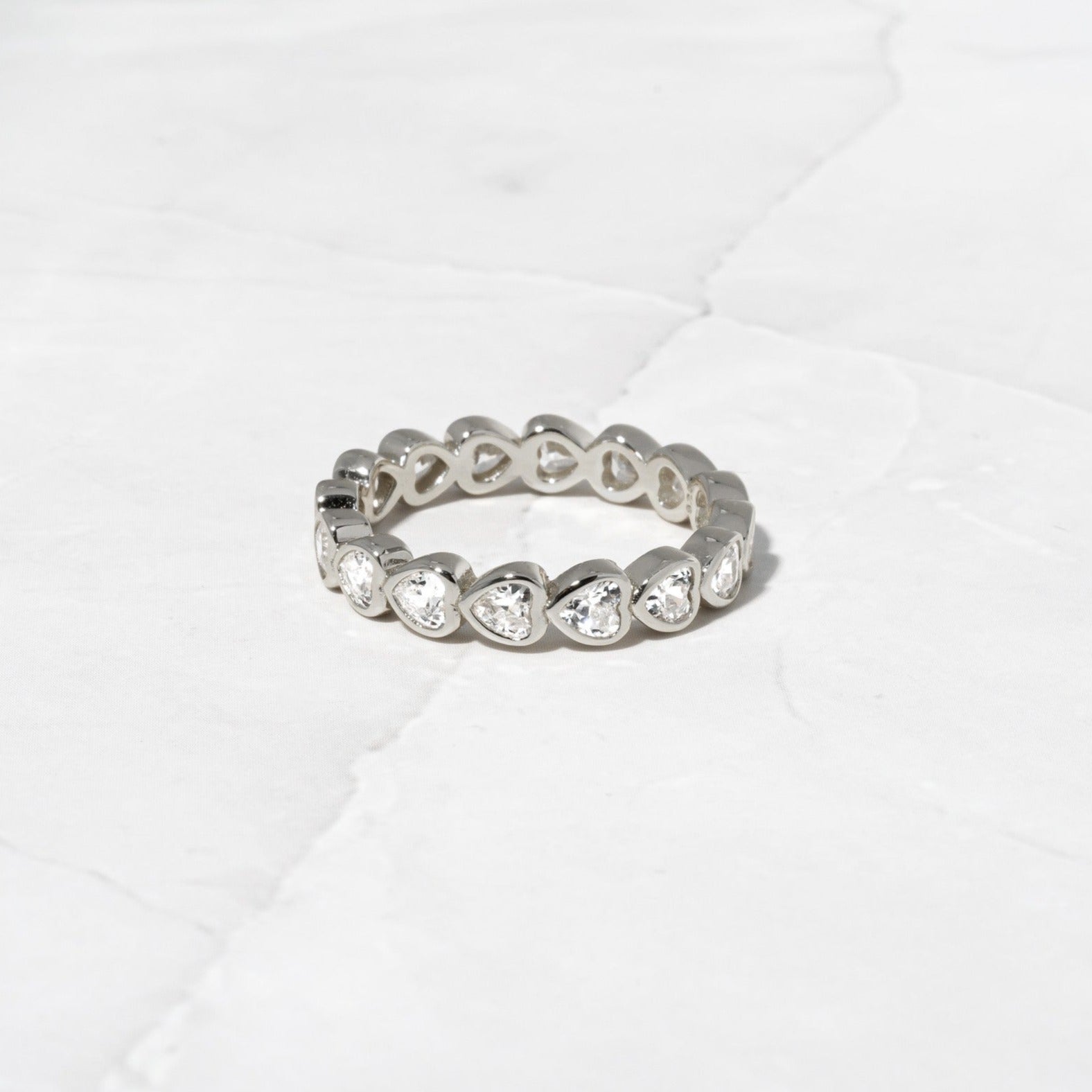 0.70 Carats Moissanite Heart Cut Eternity Setting Wedding Band