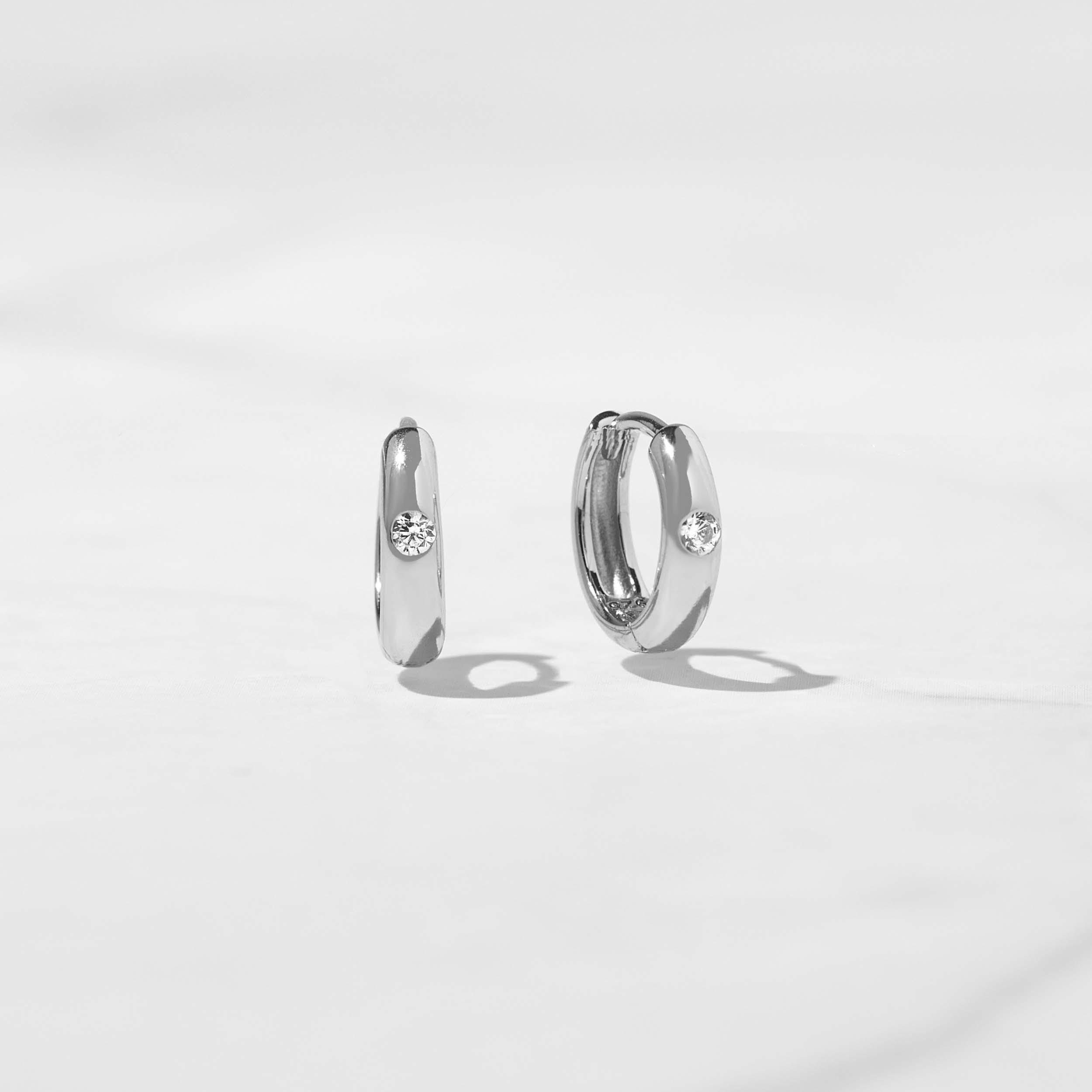 0.15 TCW Round Shape Moissanite Diamond Huggie Hoops Earrings