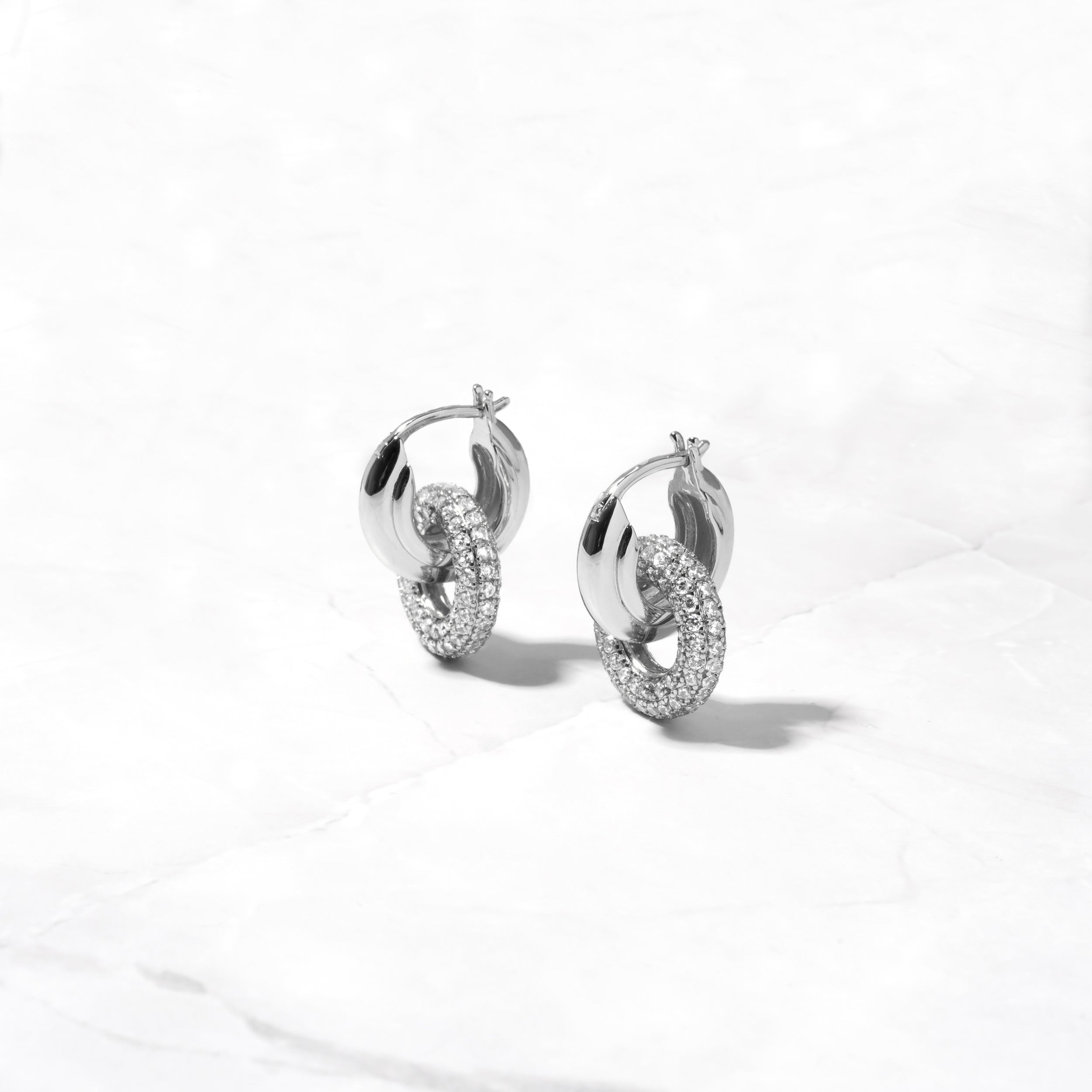 1.50 TCW Round Shape Moissanite Pave Hoop Earrings