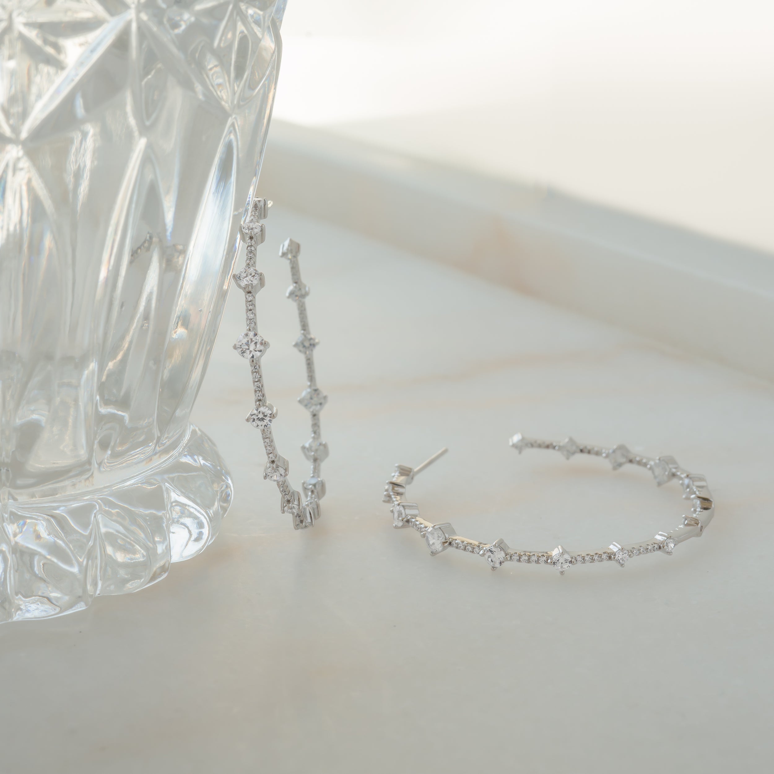 1.20 TCW Round Shape Moissanite Diamond Hoops Earrings