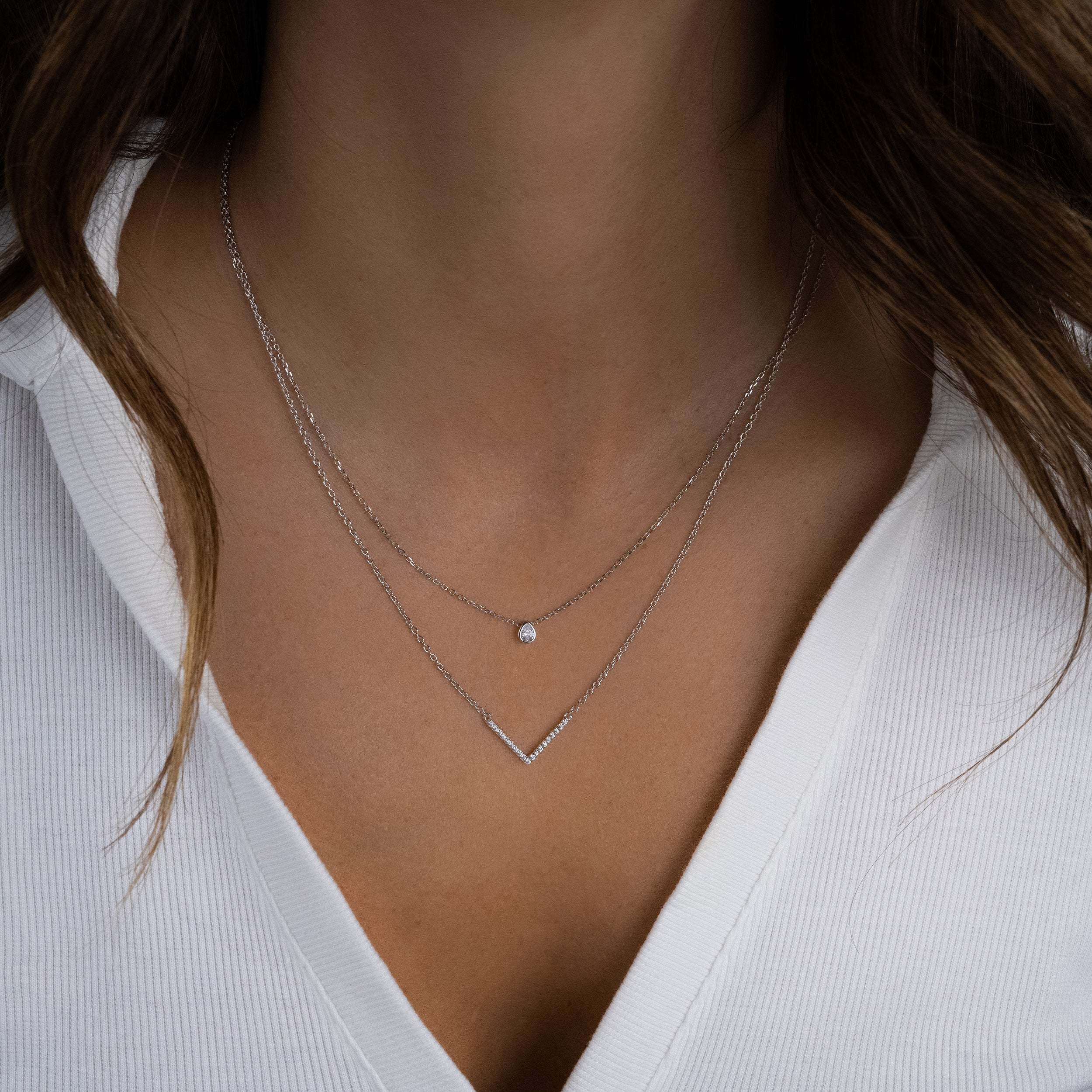 1.0 Carats Pear Shape Moissanite Bezel Solitaire Necklace