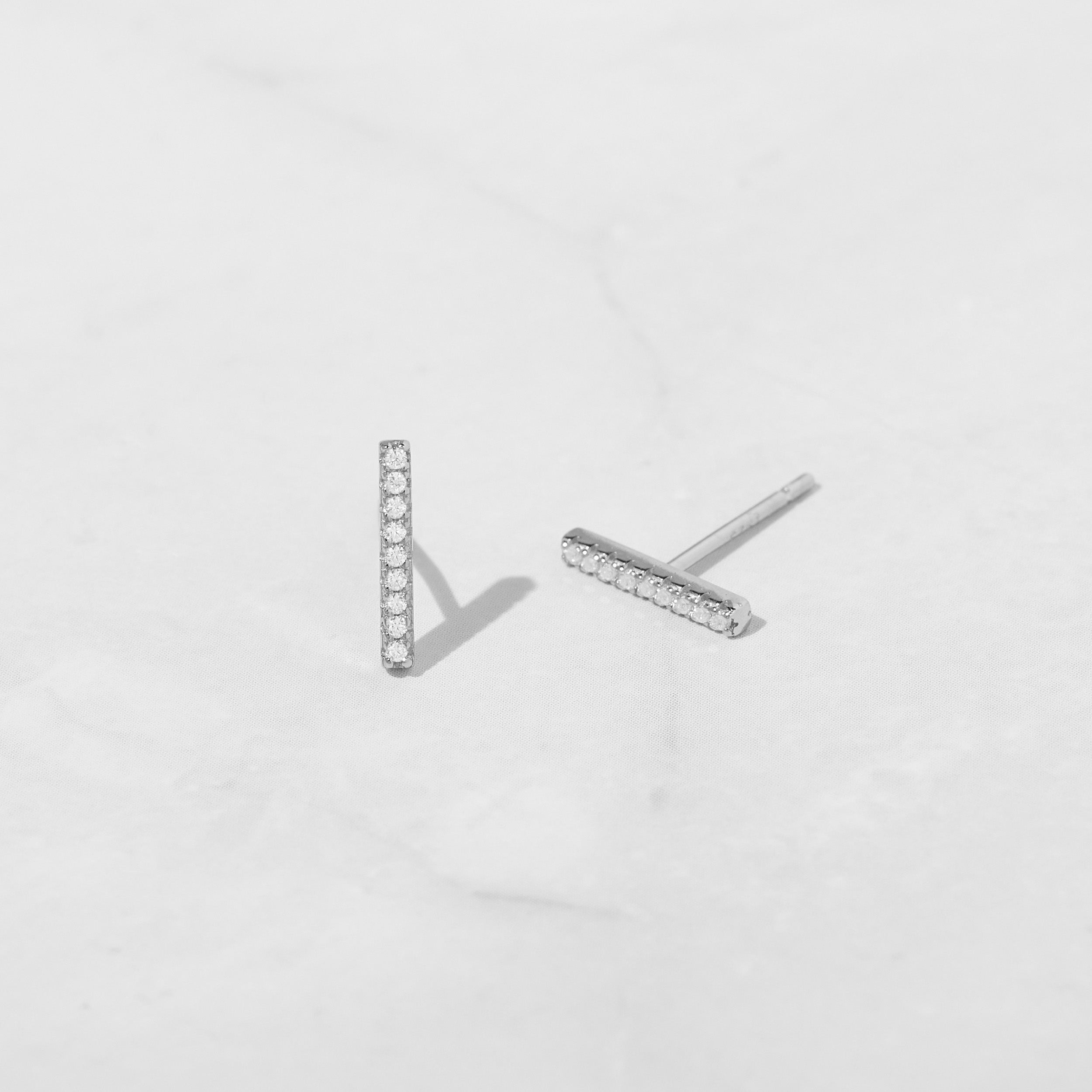 0.20 TCW Round Shape Moissanite Bar Stud Earrings