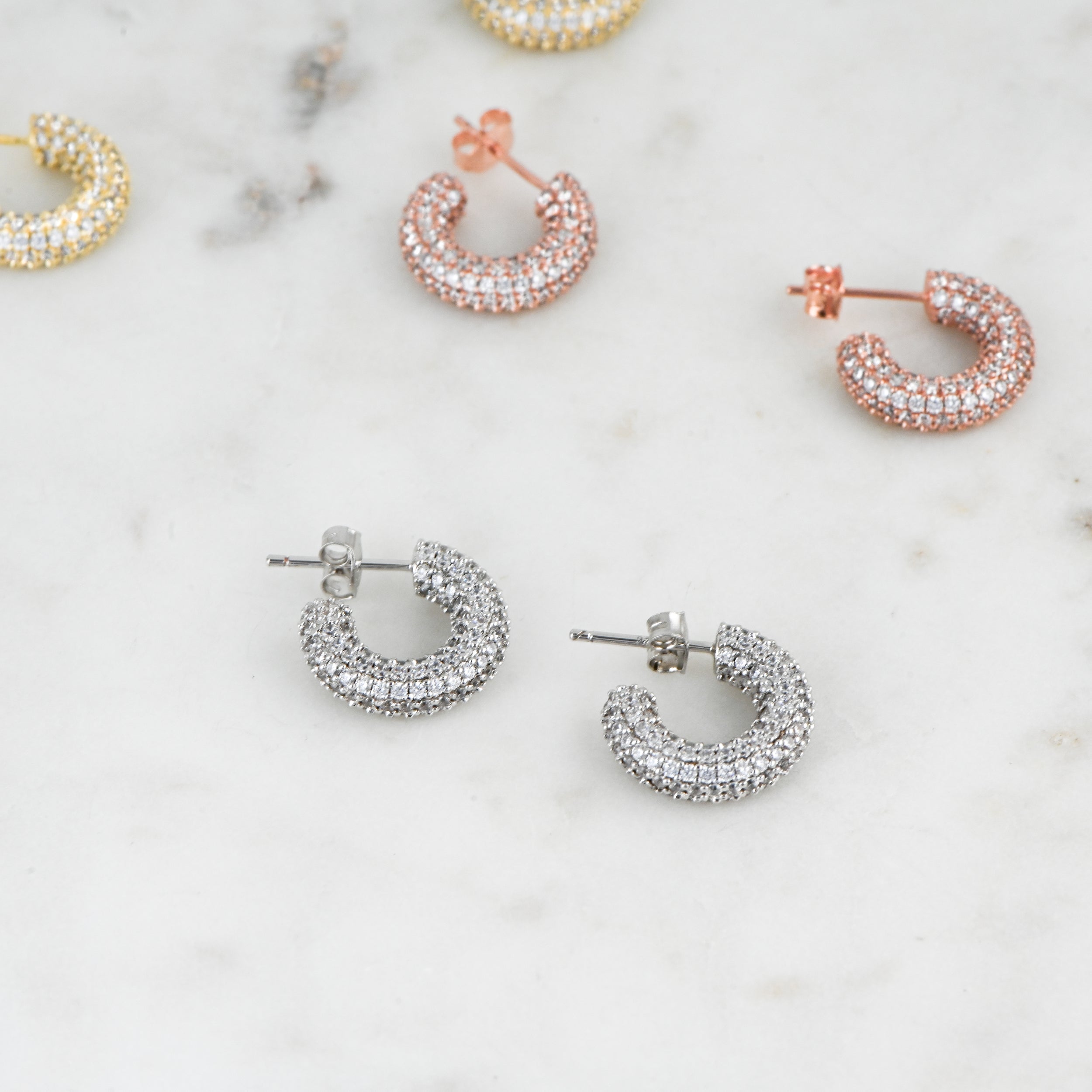 2.0 TCW Round Shape Moissanite Pave Hoop Earrings