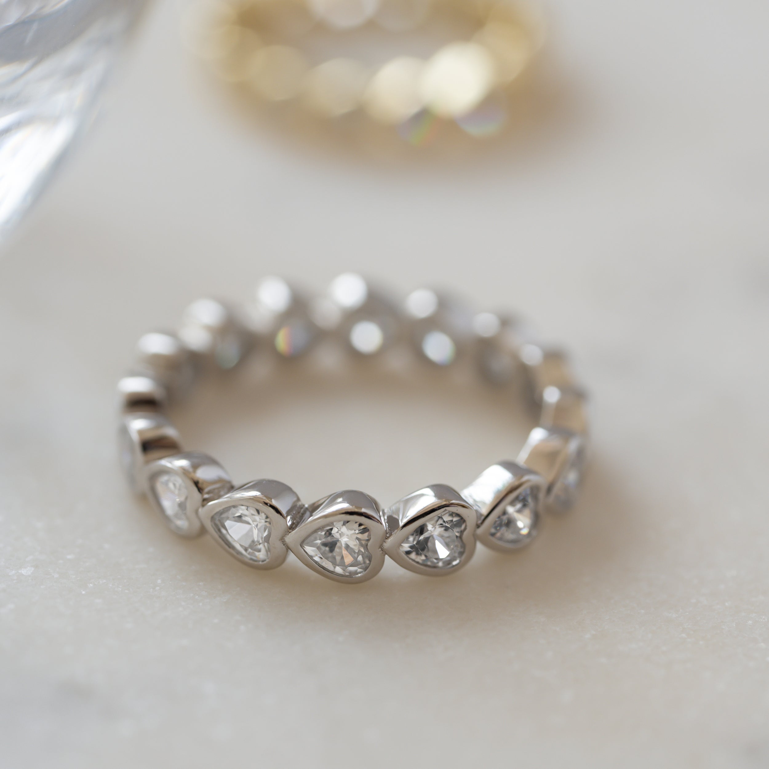 0.70 Carats Moissanite Heart Cut Eternity Setting Wedding Band