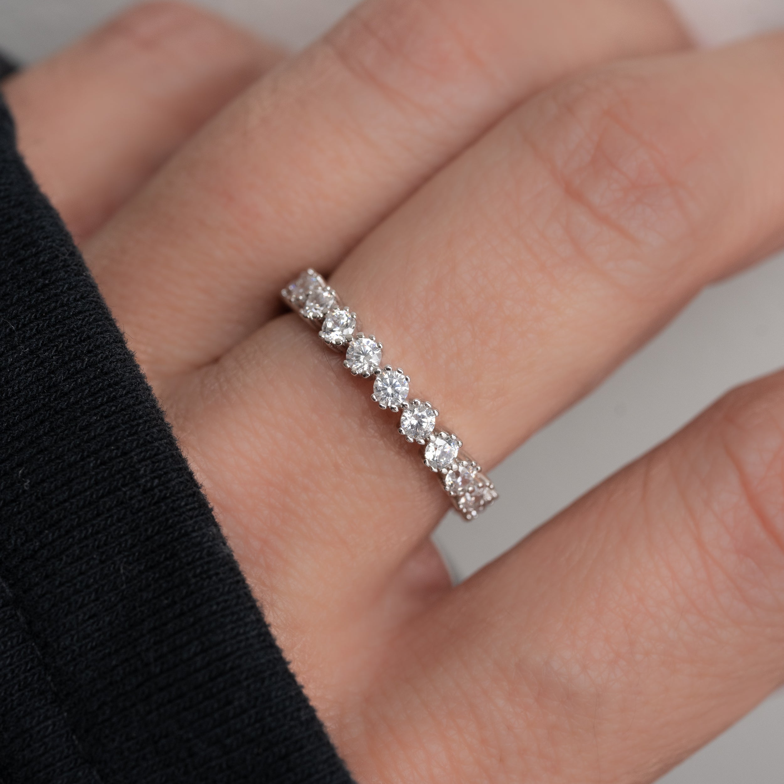 1.10 Carats Moissanite Round Cut Full Eternity Setting Wedding Band