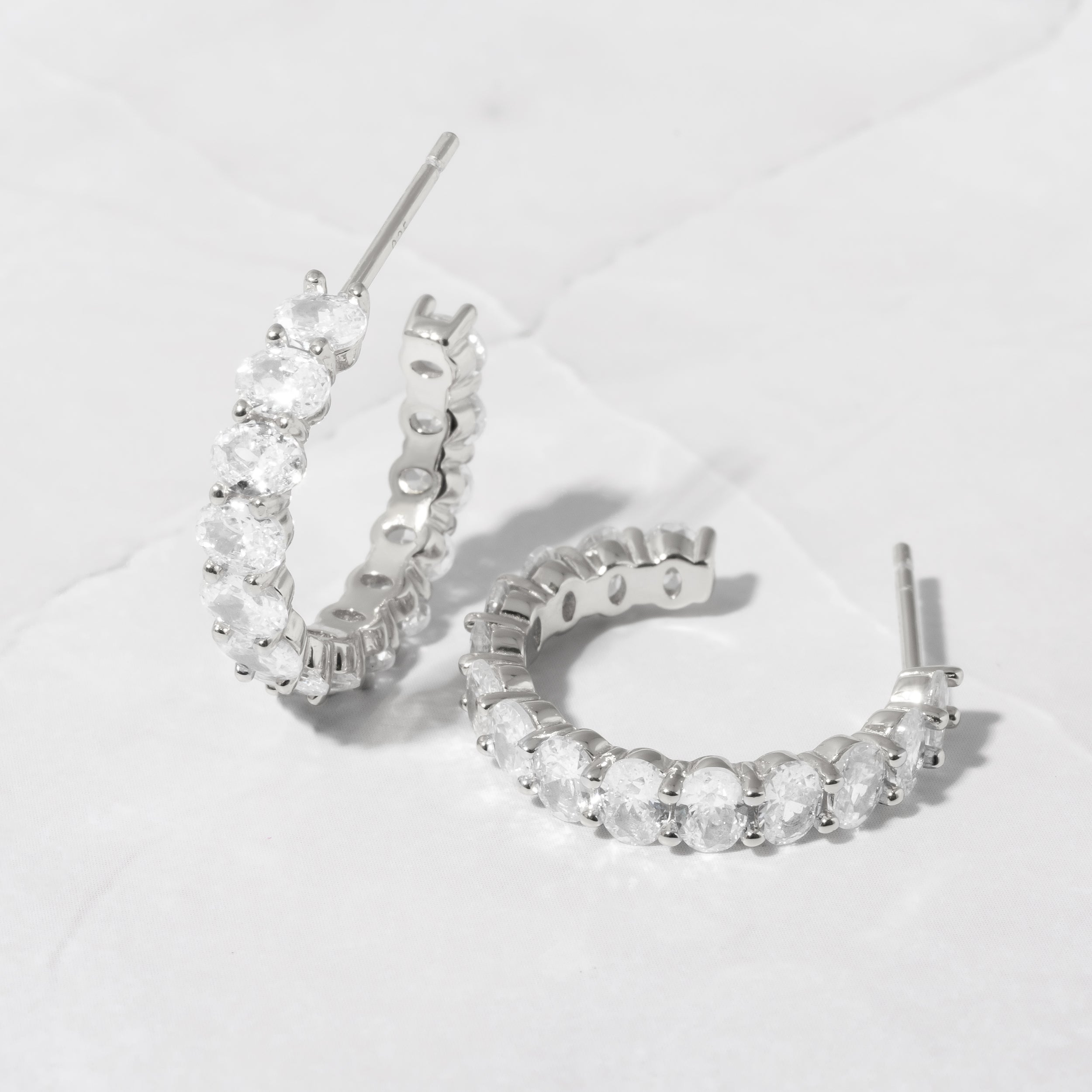 2.0 TCW Oval Shape Moissanite Diamond Hoops Earrings