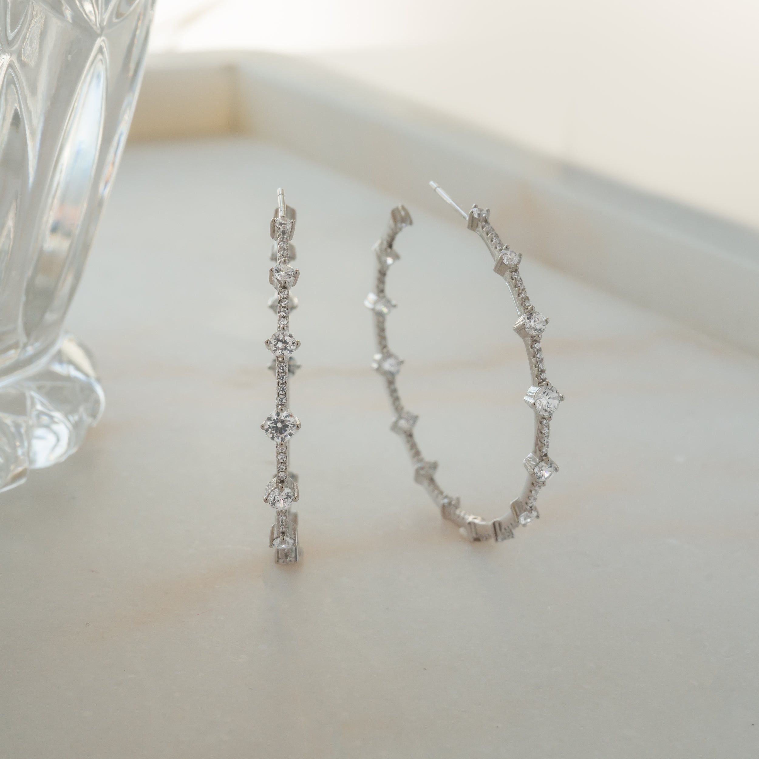 1.20 TCW Round Shape Moissanite Diamond Hoops Earrings