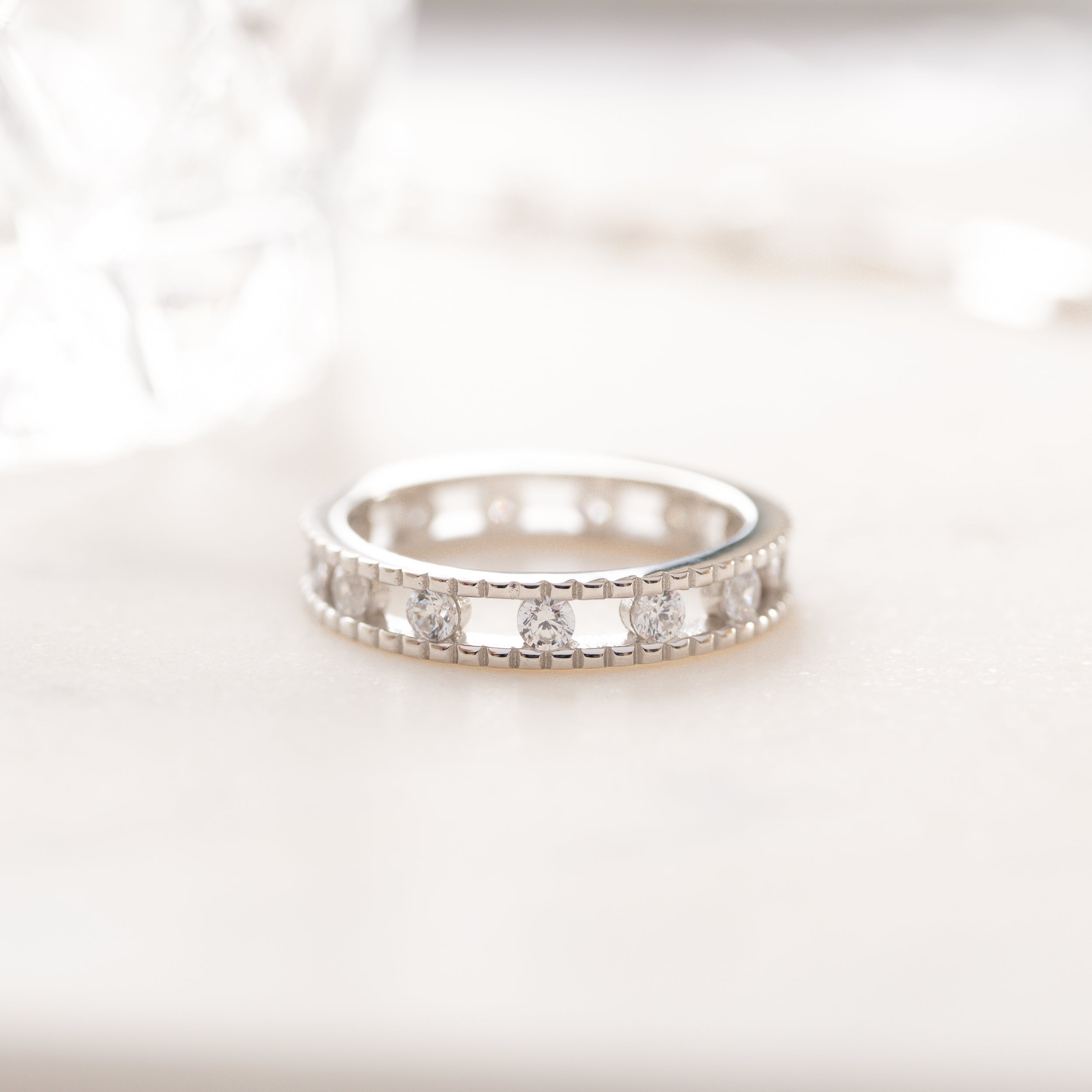0.35 Carats Moissanite Round Double Eternity Setting Wedding Band