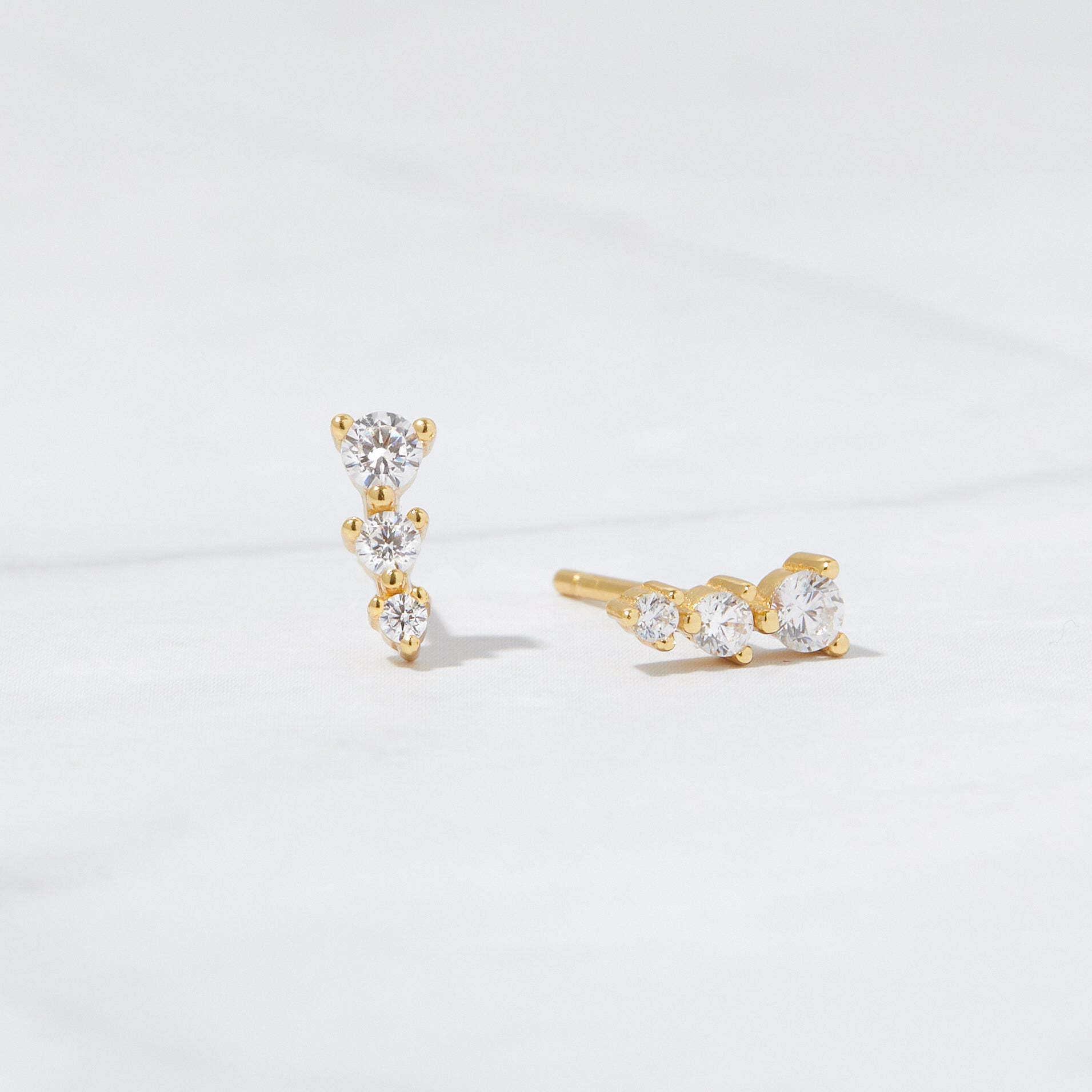 0.30 TCW Round Shape Moissanite Ear Climber Earrings