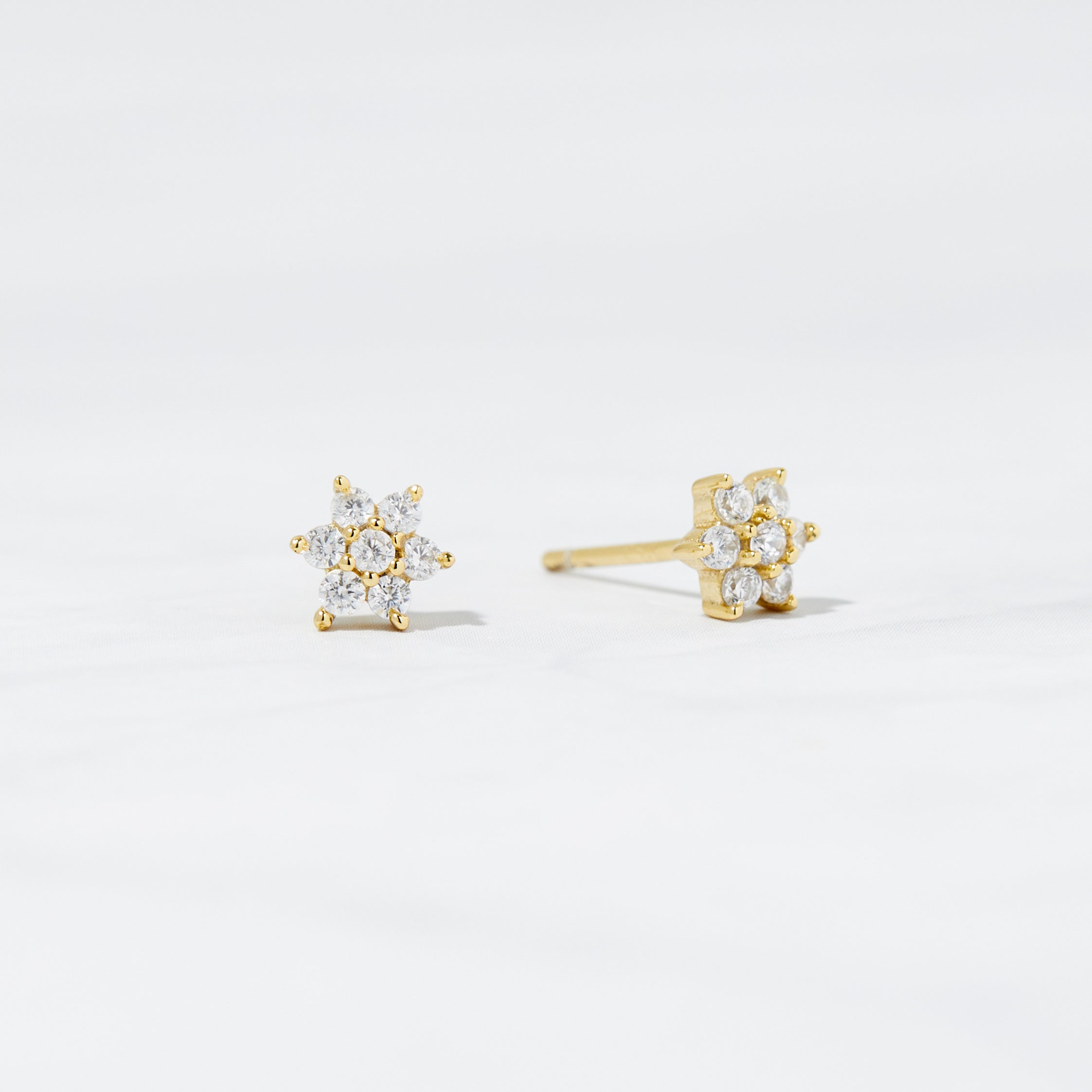 0.30 TCW Round Shape Moissanite Flower Studs Earrings