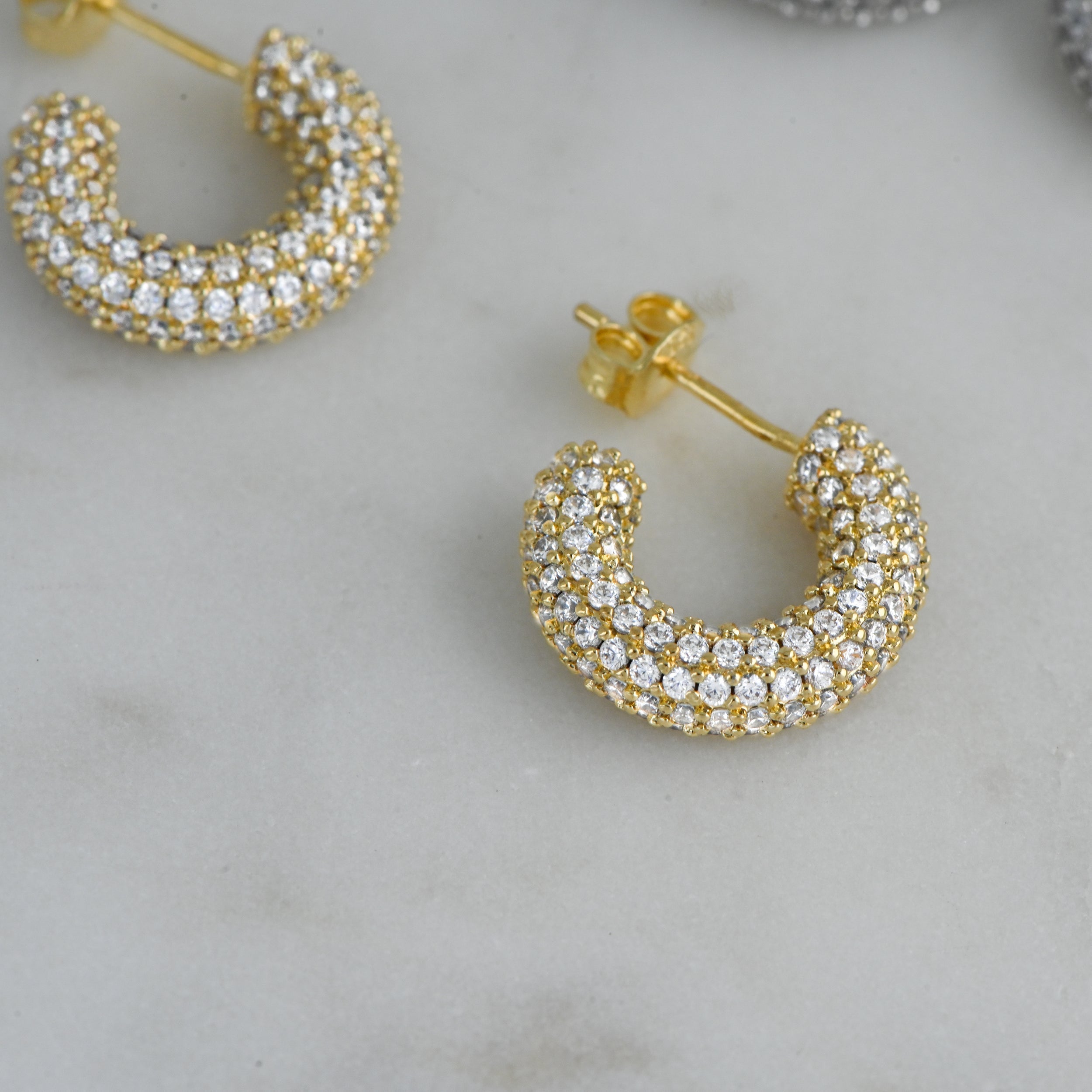 2.0 TCW Round Shape Moissanite Pave Hoop Earrings