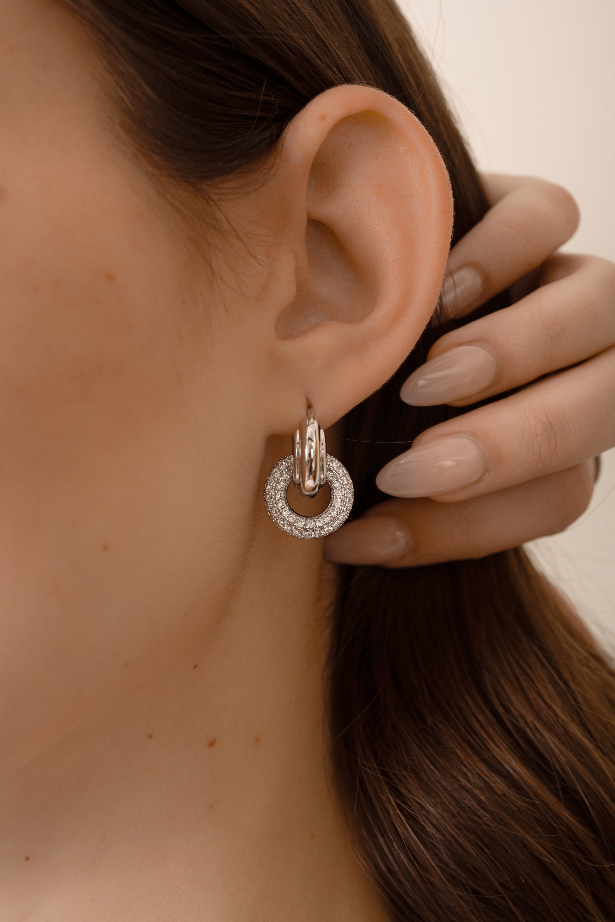 1.50 TCW Round Shape Moissanite Pave Hoop Earrings