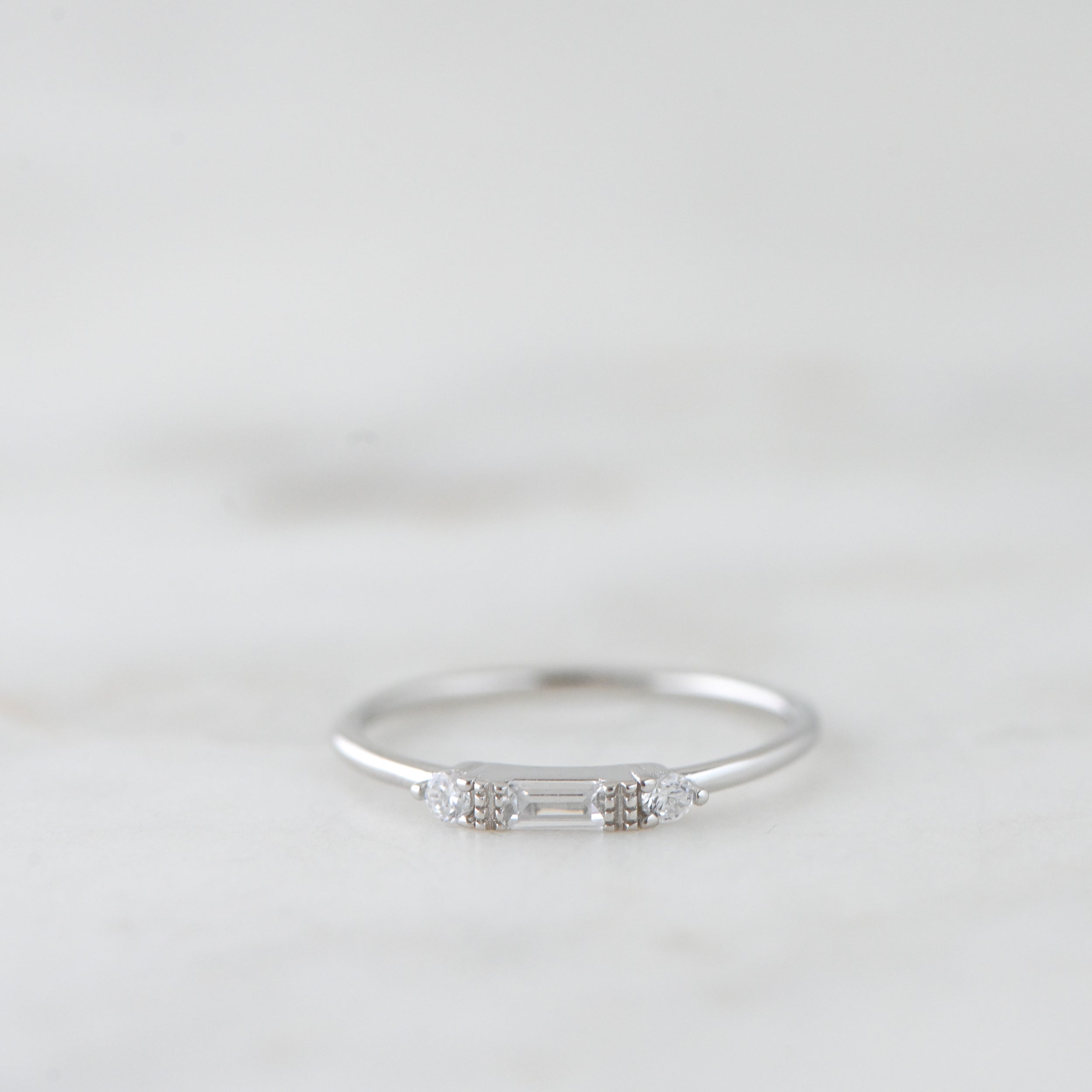 0.25 Carats Moissanite Baguette & Round Cut Dainty Style Wedding Band