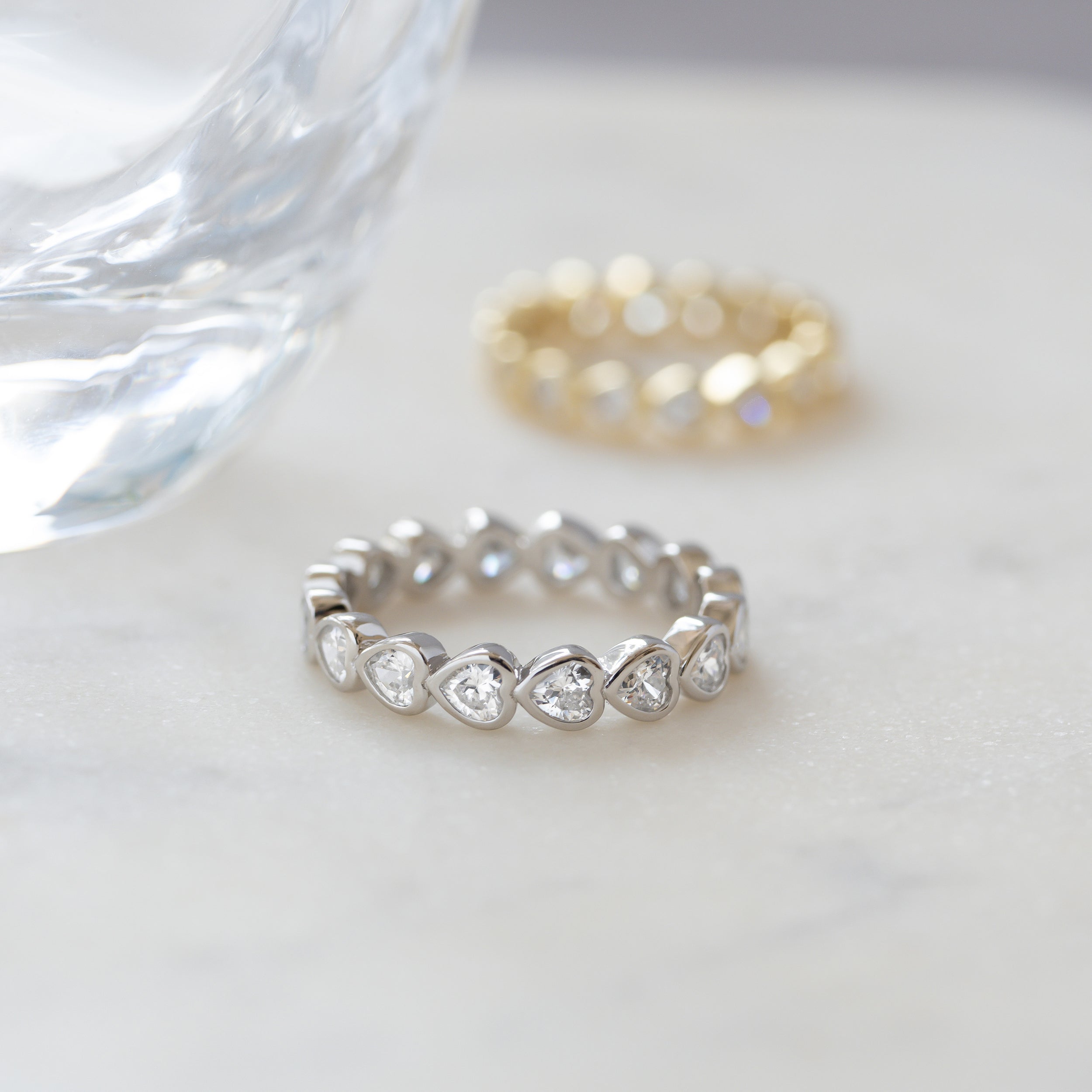 0.70 Carats Moissanite Heart Cut Eternity Setting Wedding Band