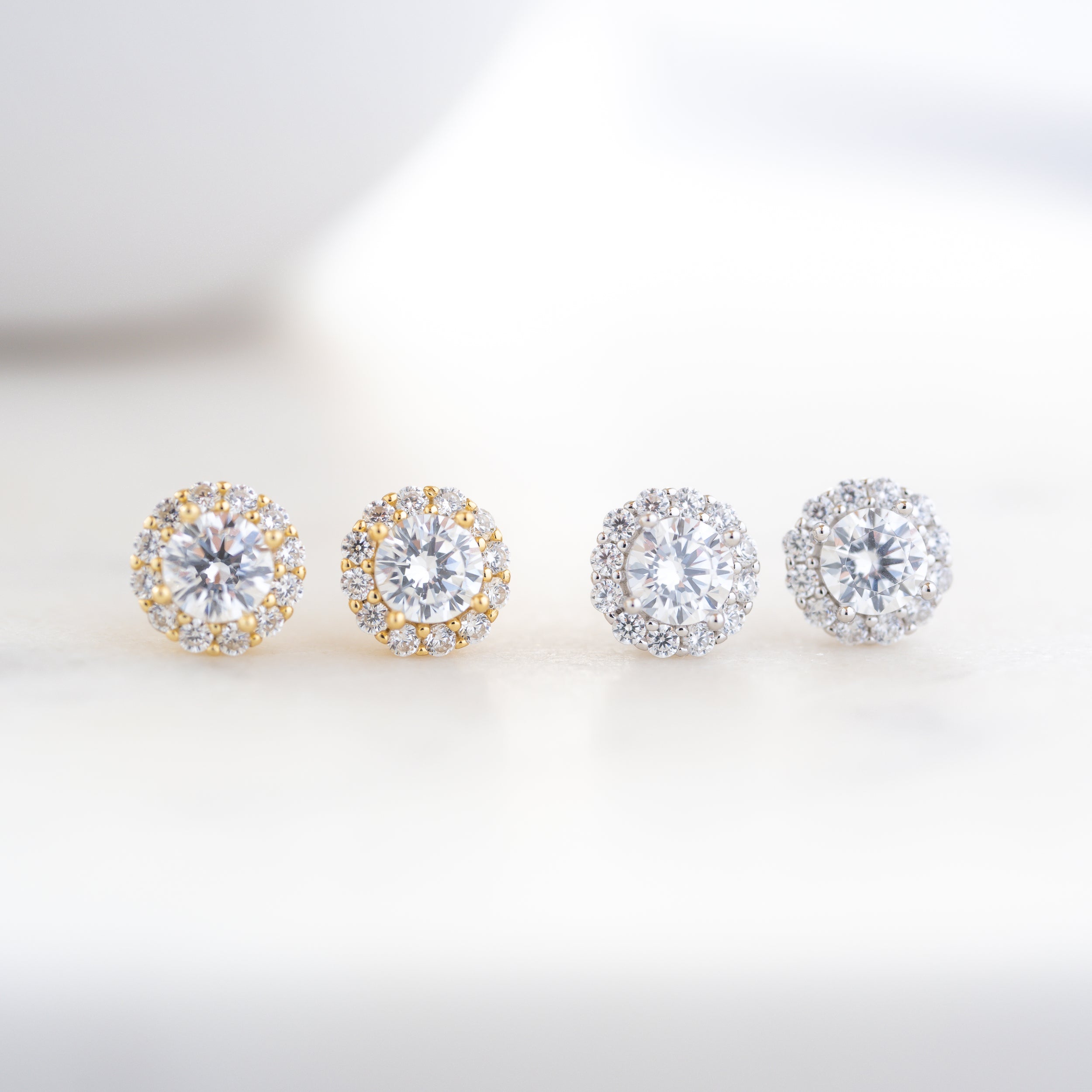 0.50 TCW Round Shape Moissanite Diamond Halo Studs Earrings