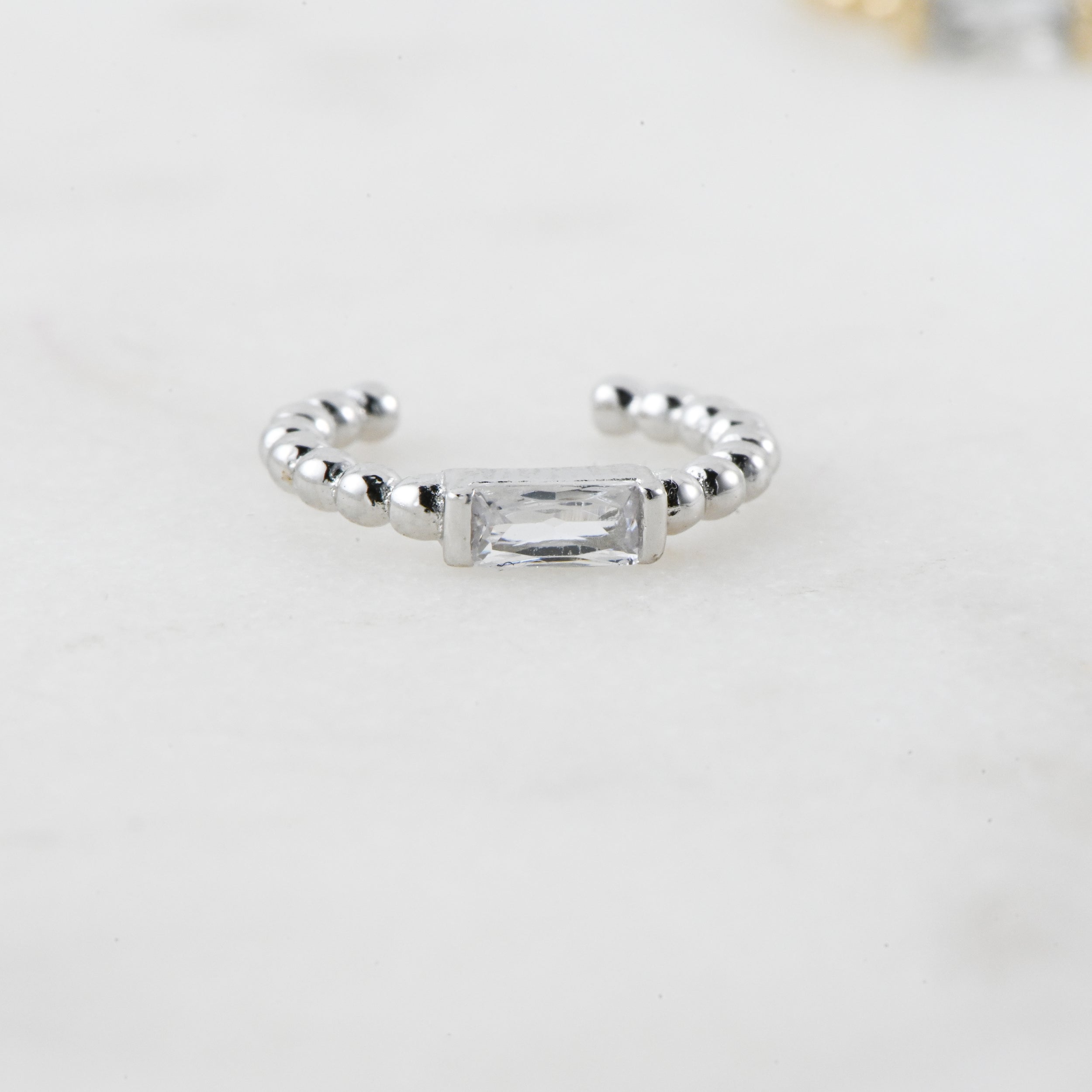 0.25 TCW Baguette Shape Moissanite Ear Cuff Earrings
