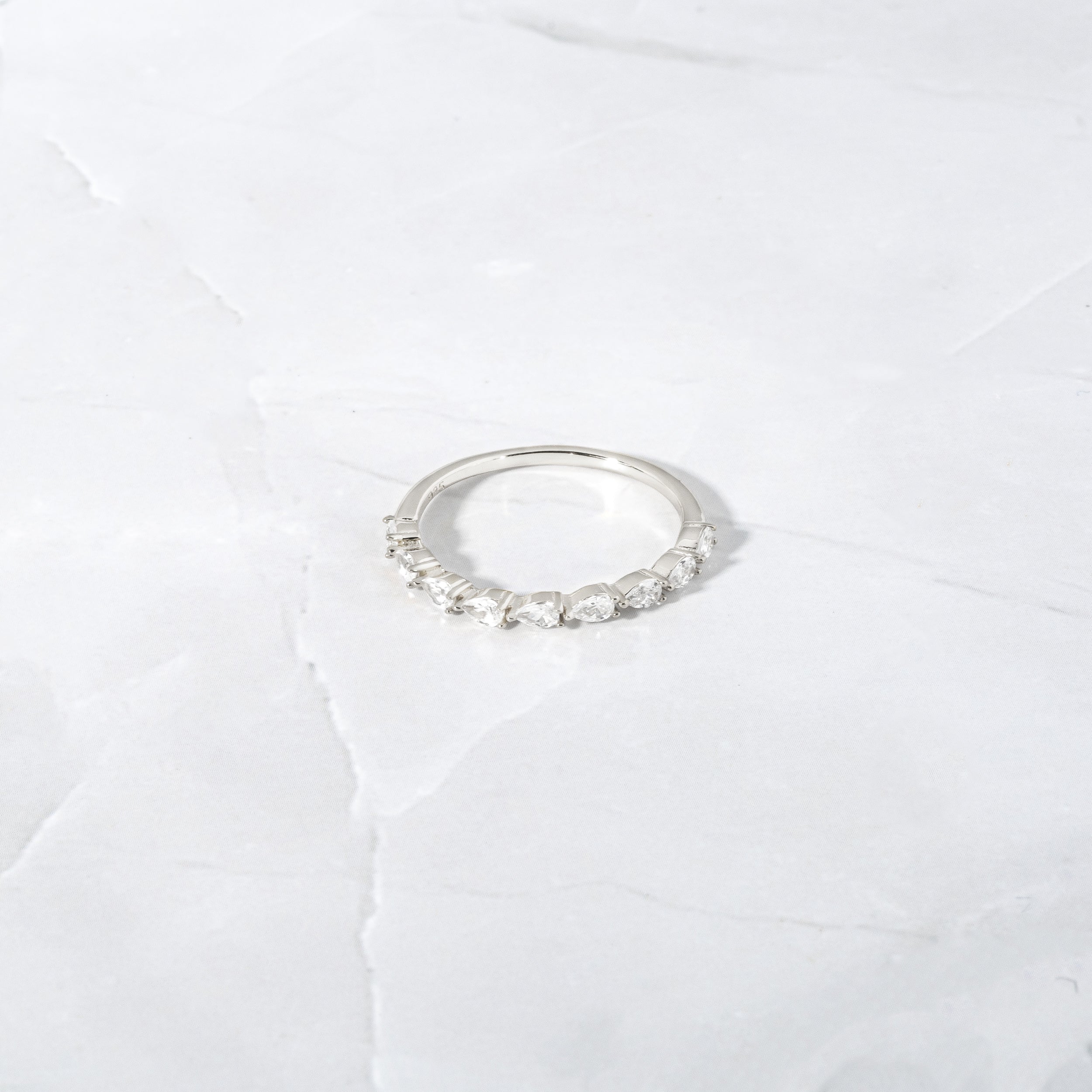 0.45 Carats Moissanite Pear Cut Half Eternity Wedding Band