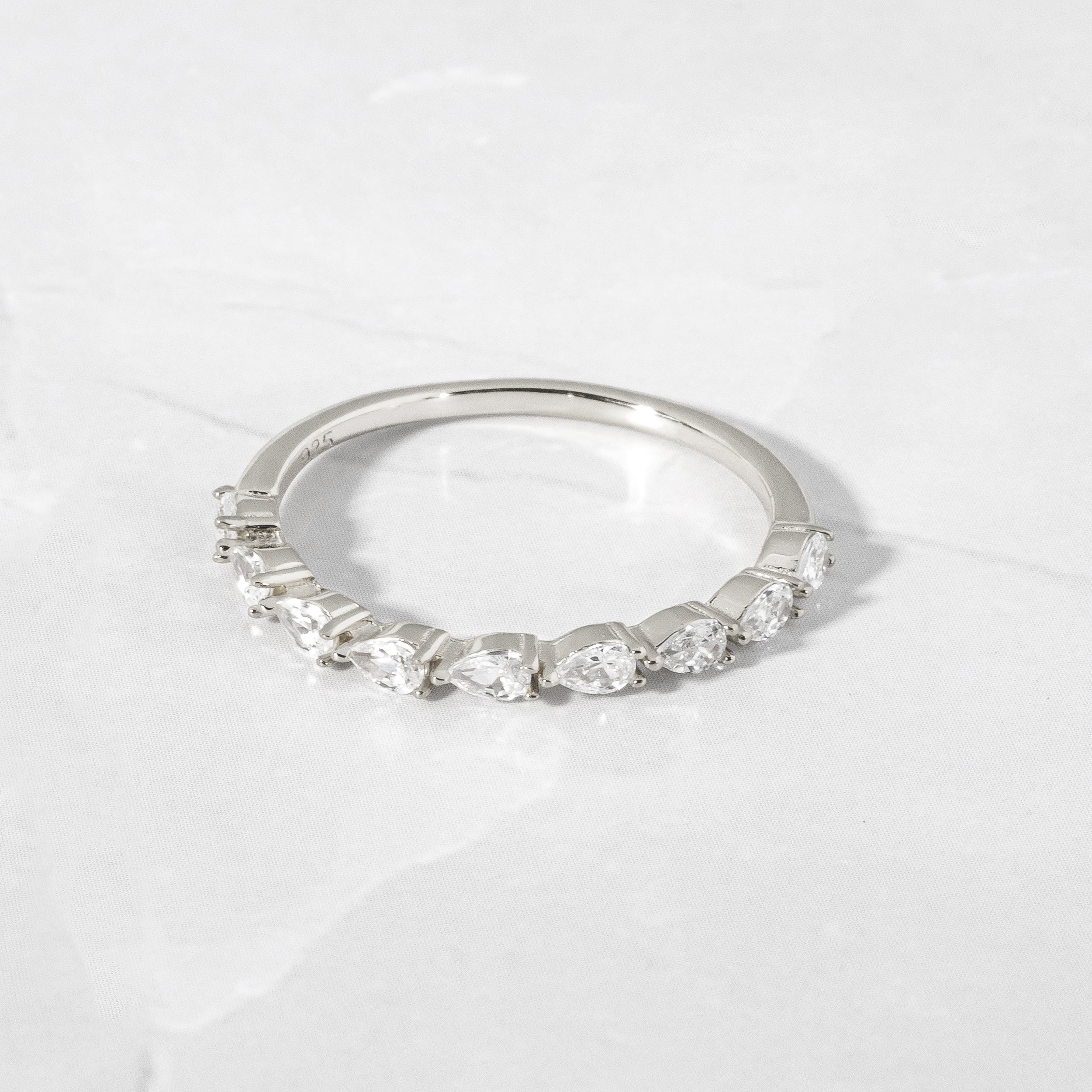 0.45 Carats Moissanite Pear Cut Half Eternity Wedding Band