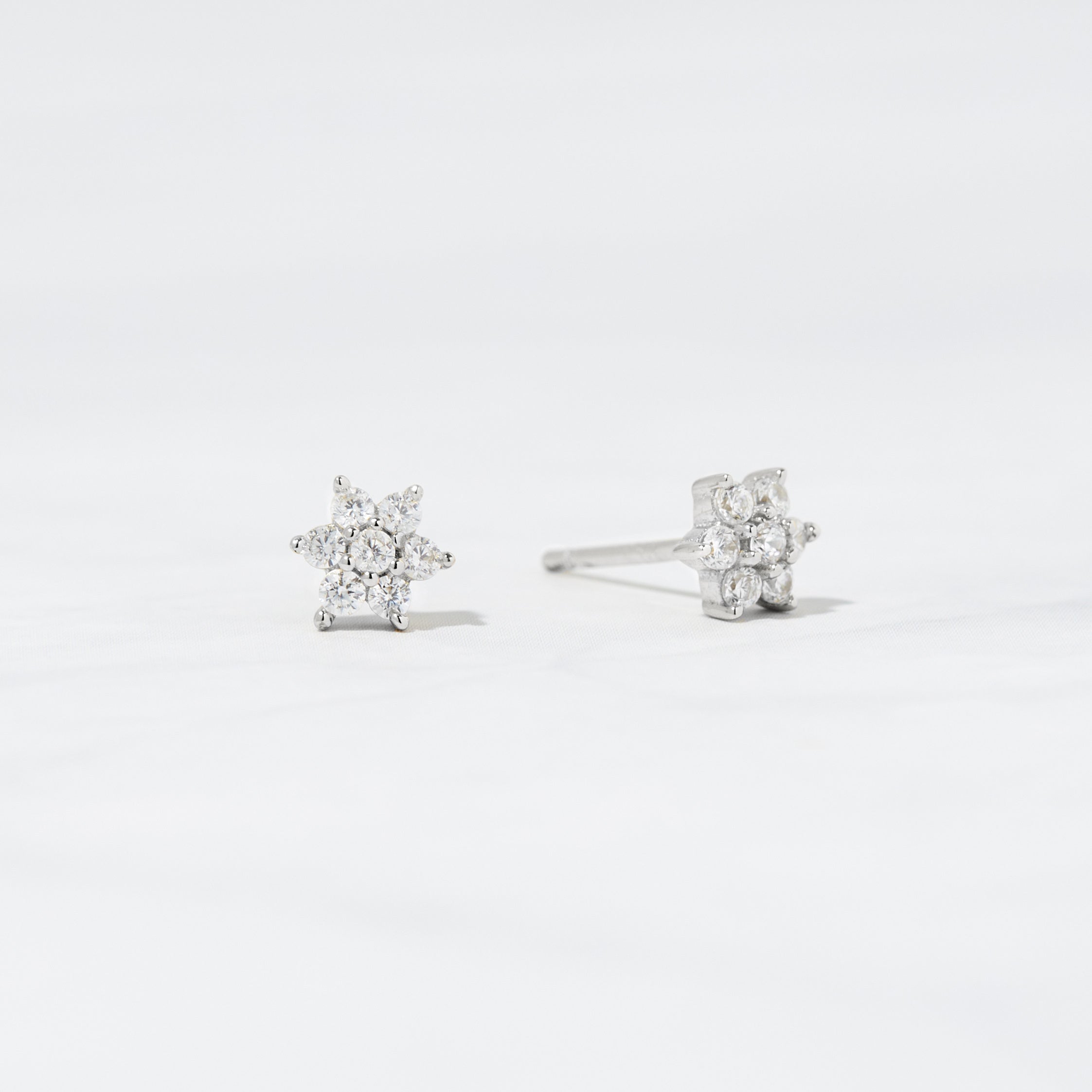 0.30 TCW Round Shape Moissanite Flower Studs Earrings