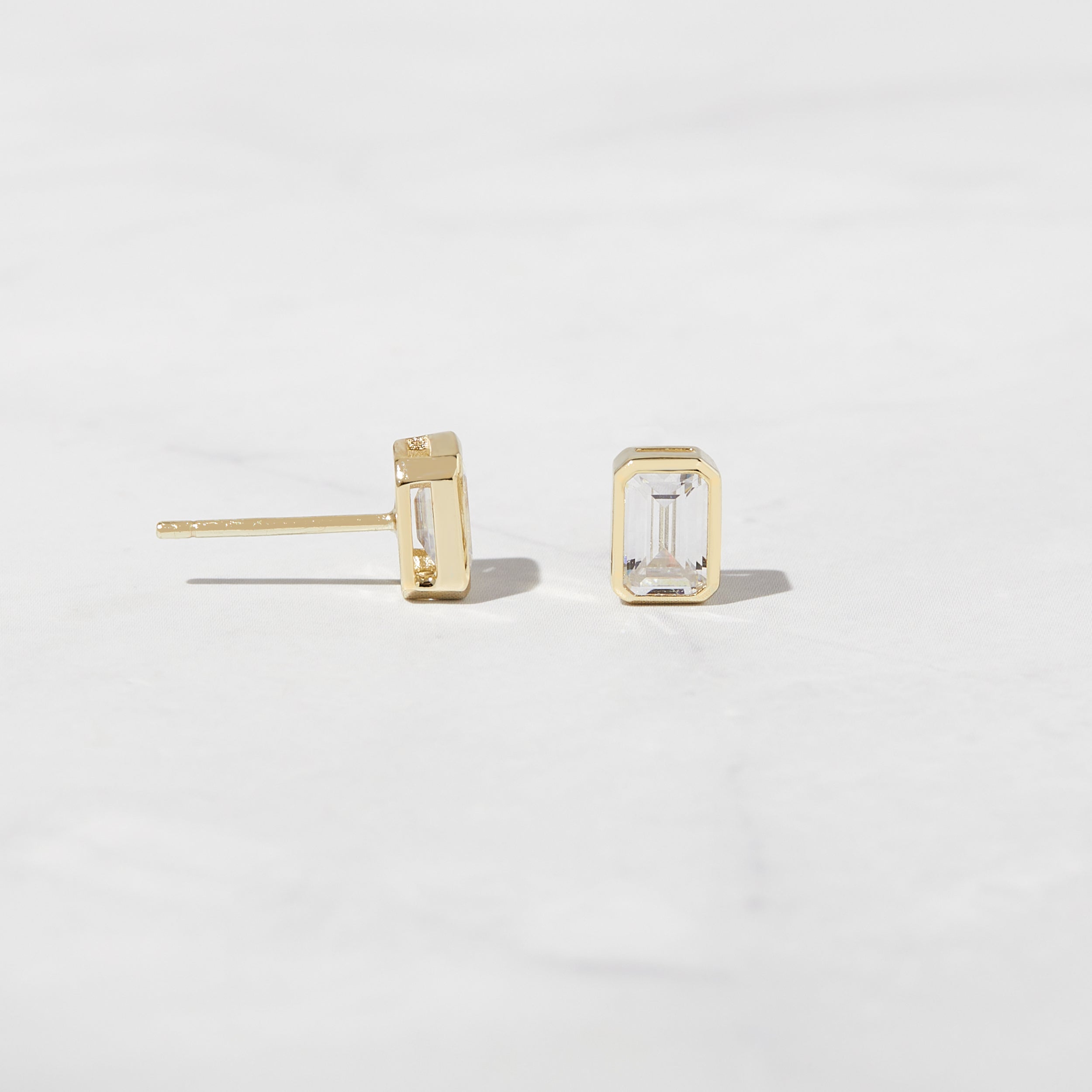 0.30 TCW Emerald Shape Moissanite Stud Earrings