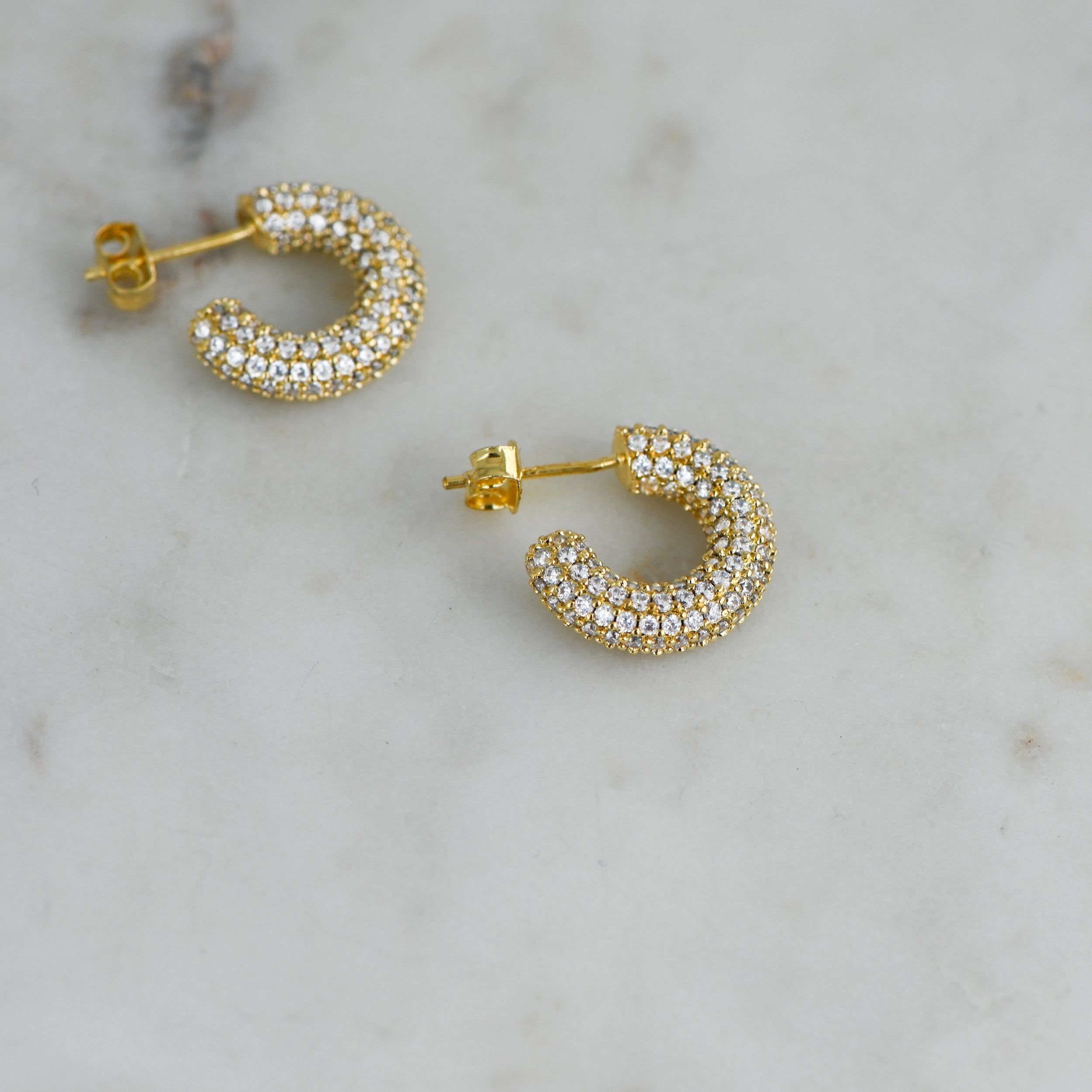 2.0 TCW Round Shape Moissanite Pave Hoop Earrings