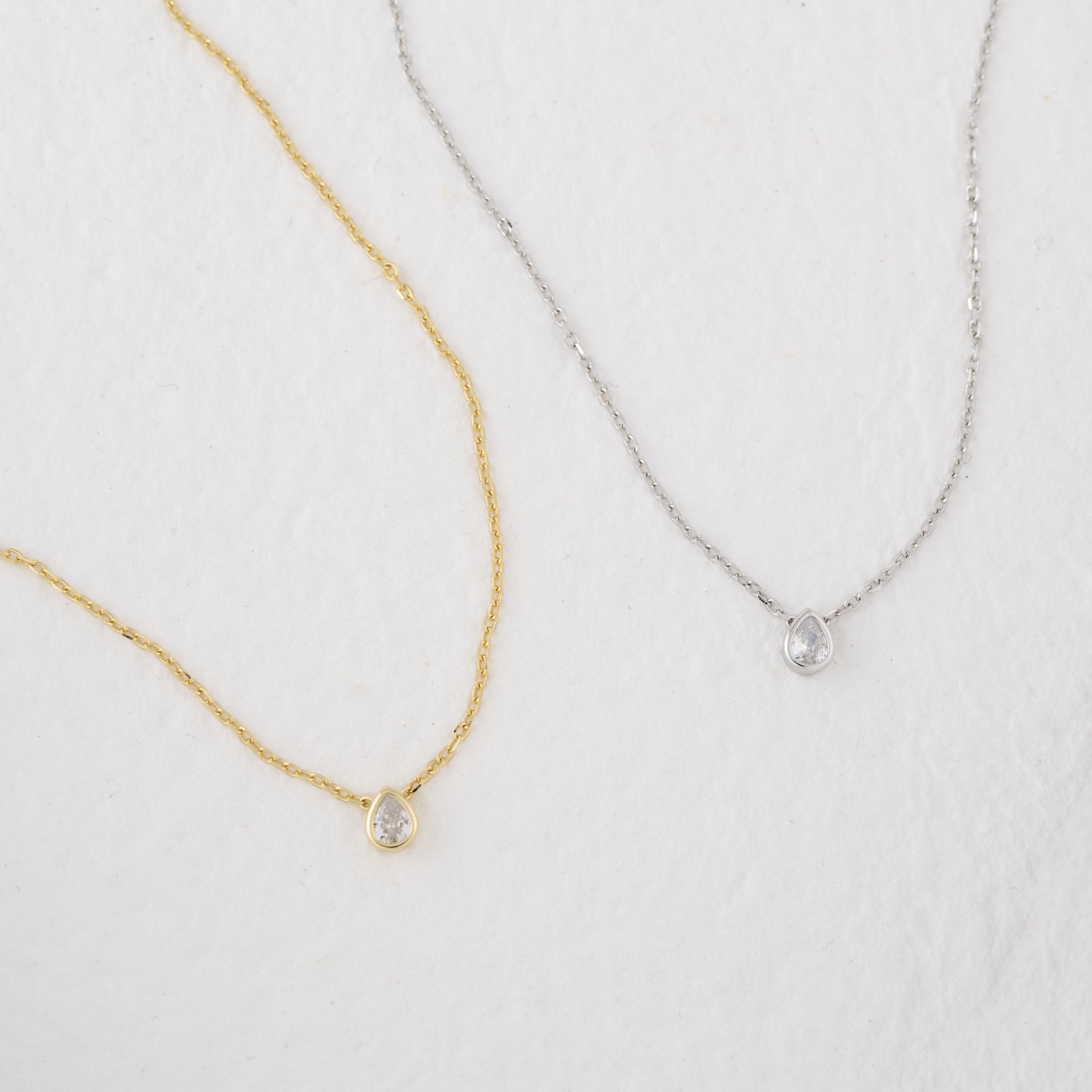 1.0 Carats Pear Shape Moissanite Bezel Solitaire Necklace