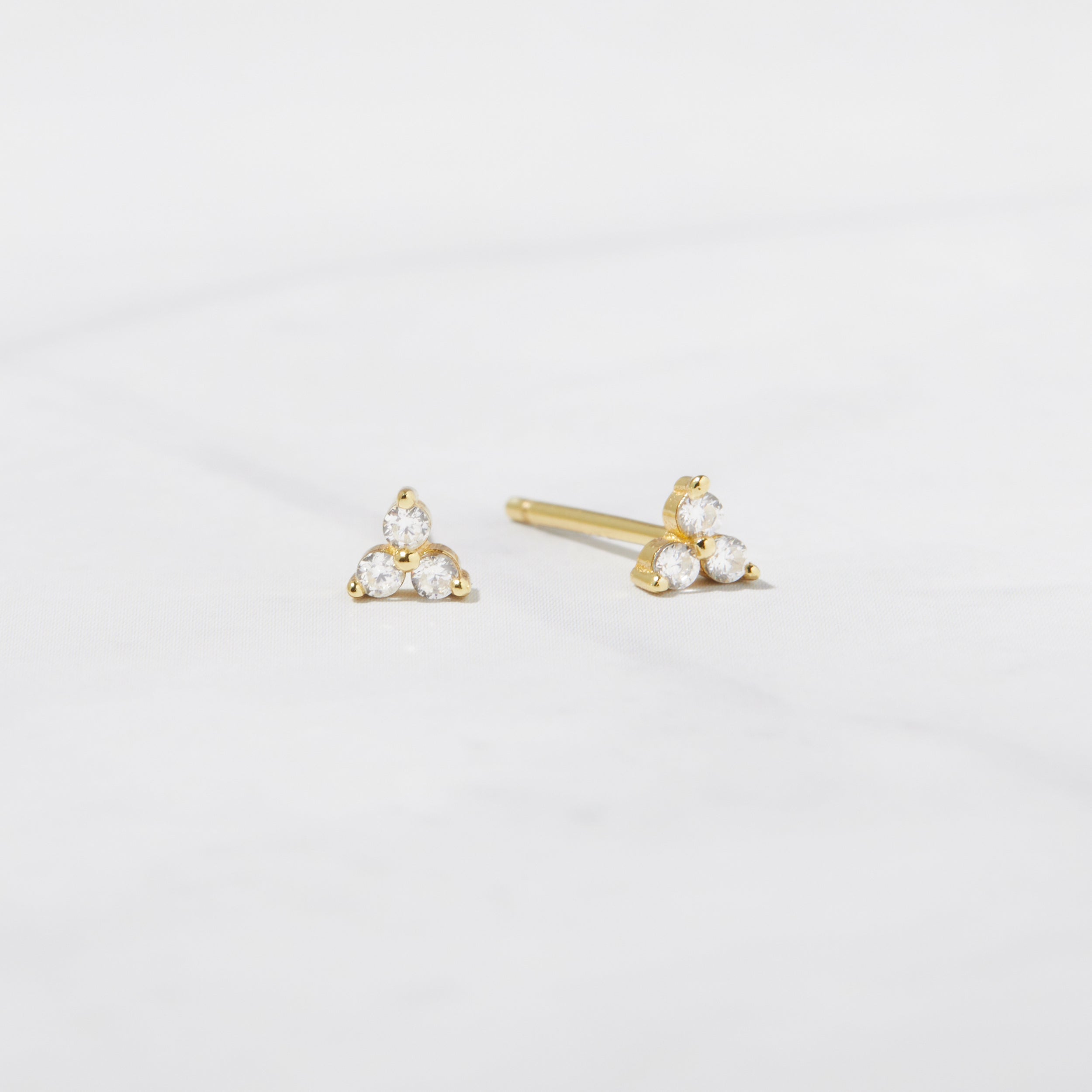 0.30 TCW Round Shape Moissanite Three Stone Stud Earrings