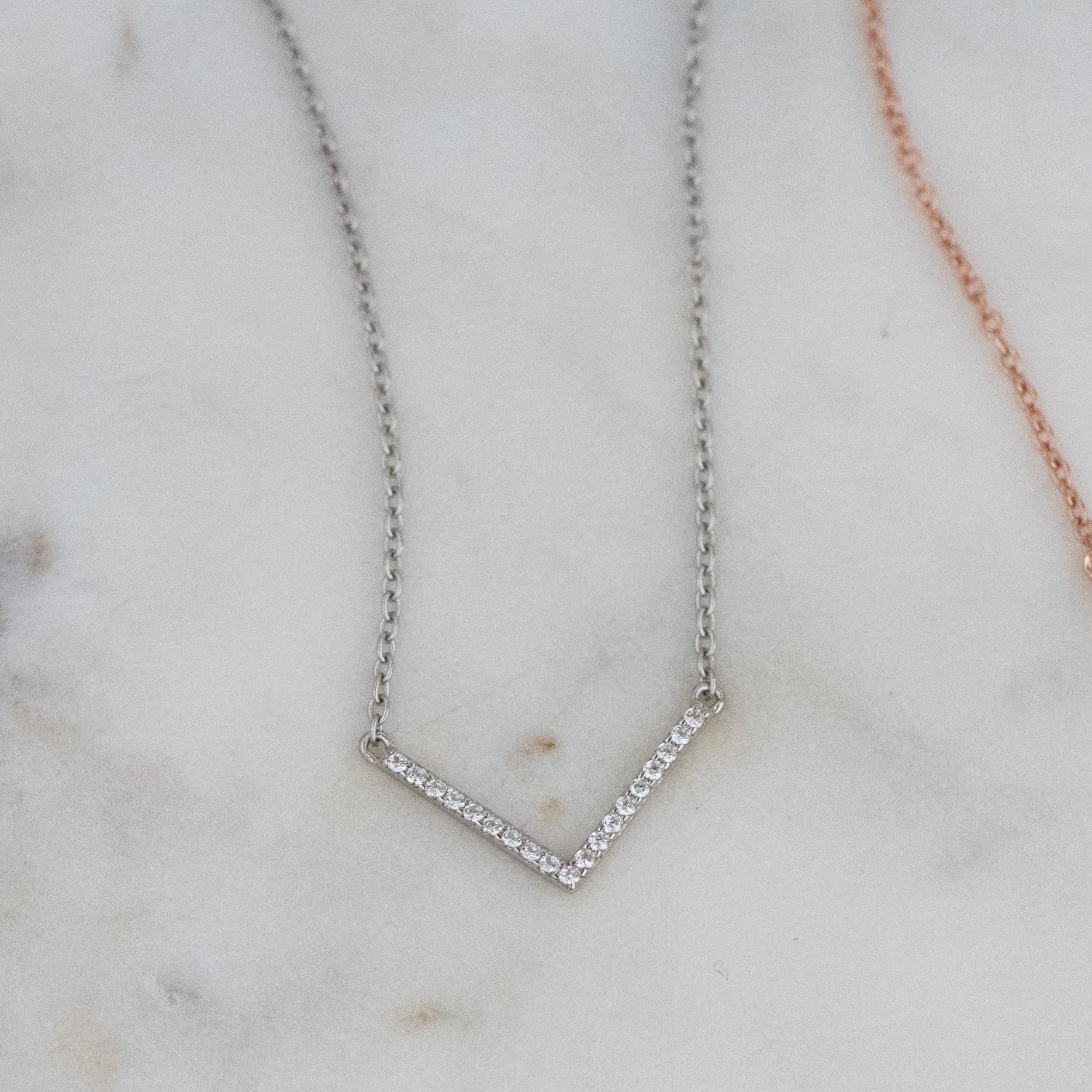 0.35 Carats Round Shape Moissanite Chevron Necklace