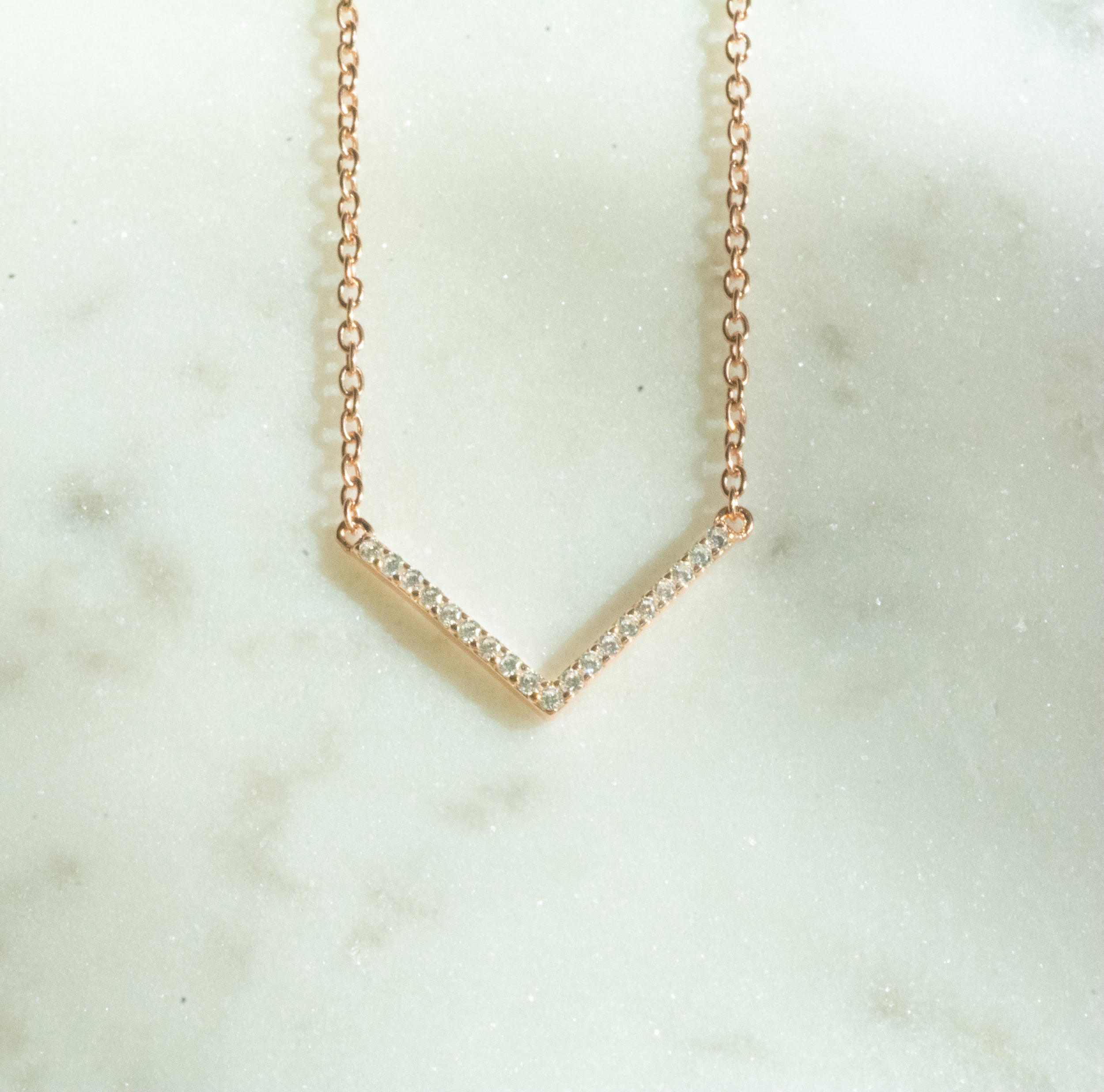 0.35 Carats Round Shape Moissanite Chevron Necklace