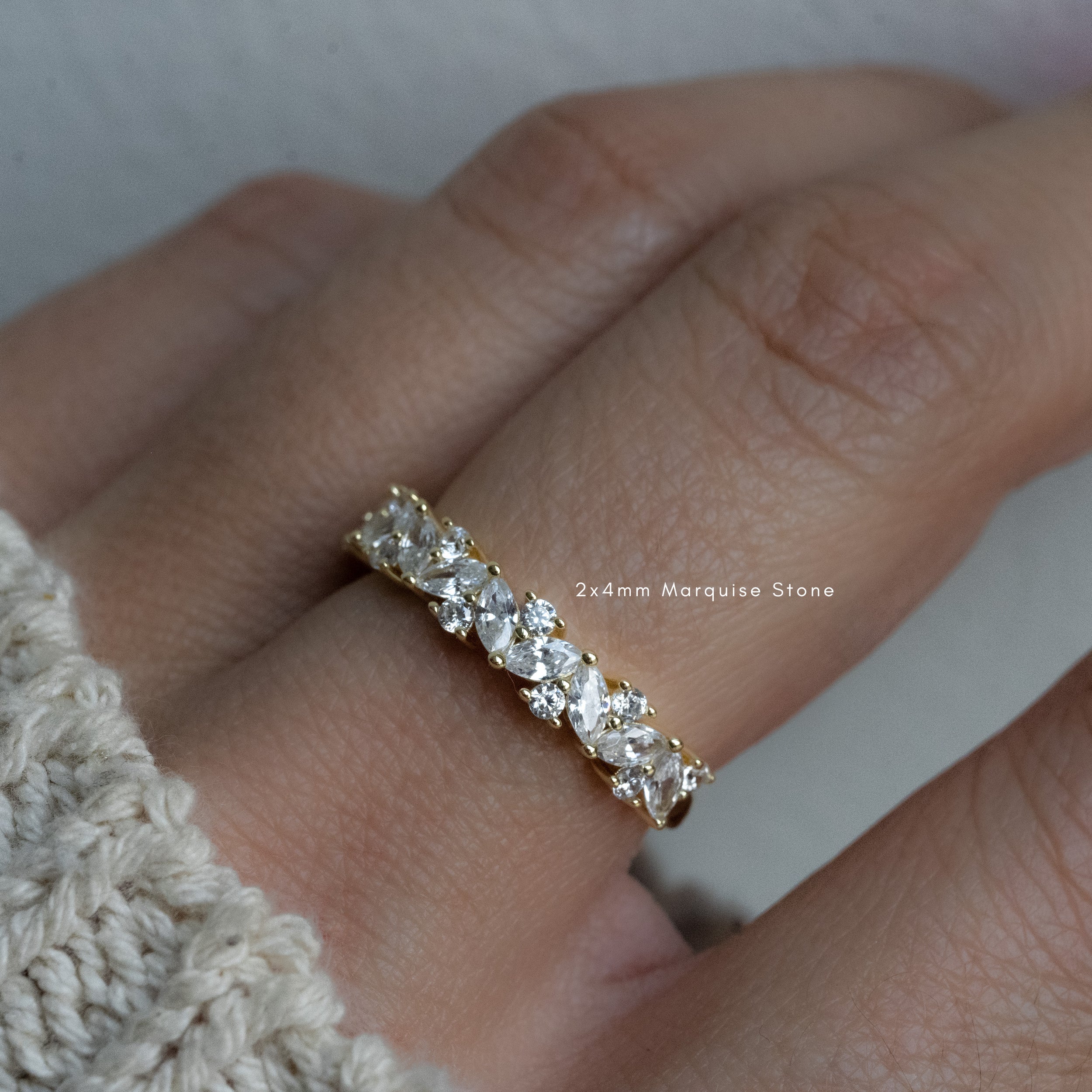 0.50 Carats Moissanite Round & Marquise Cut Eternity Style Wedding Band