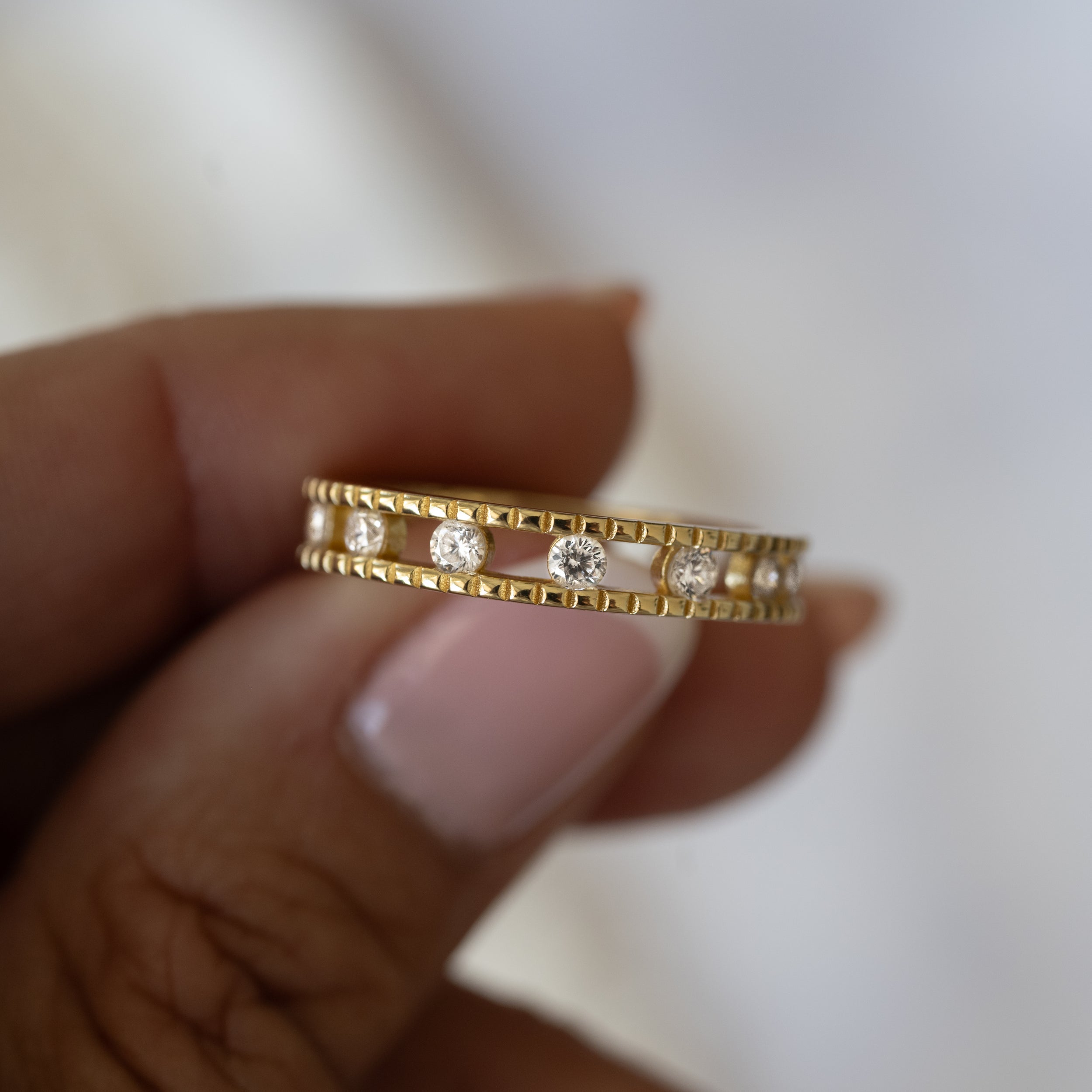 0.35 Carats Moissanite Round Double Eternity Setting Wedding Band