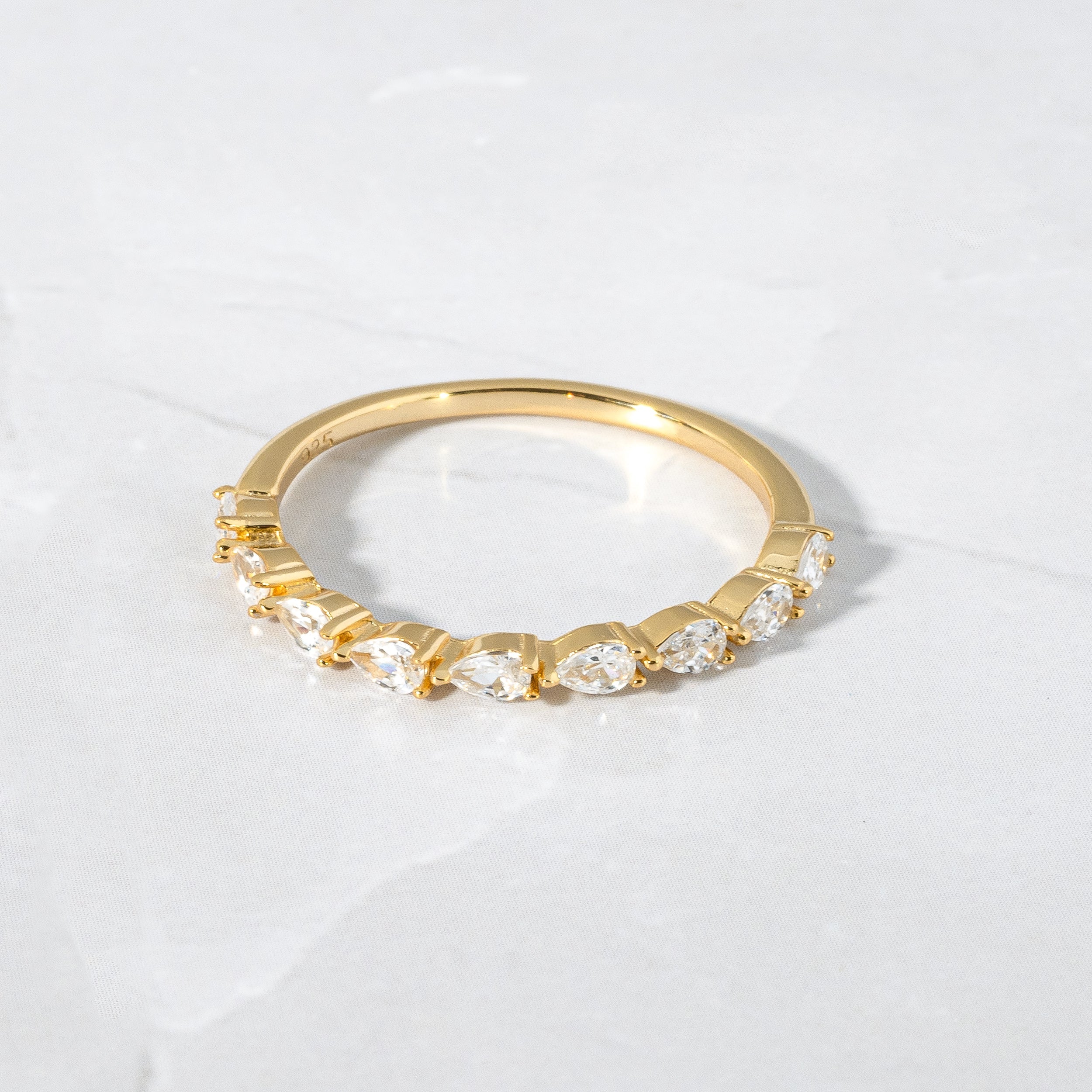 0.45 Carats Moissanite Pear Cut Half Eternity Wedding Band